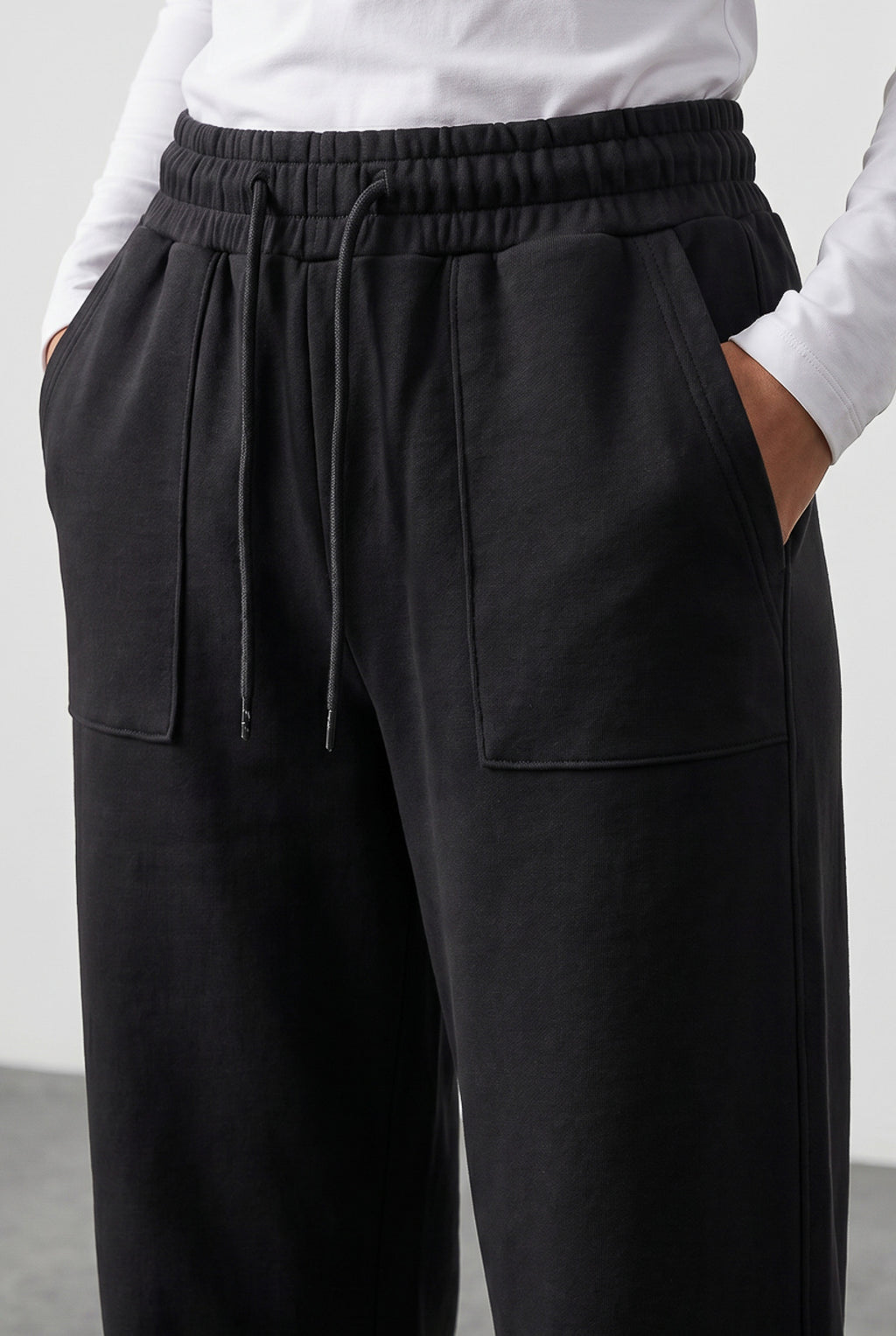 Calça moletom feminina reta com bolsos 61373