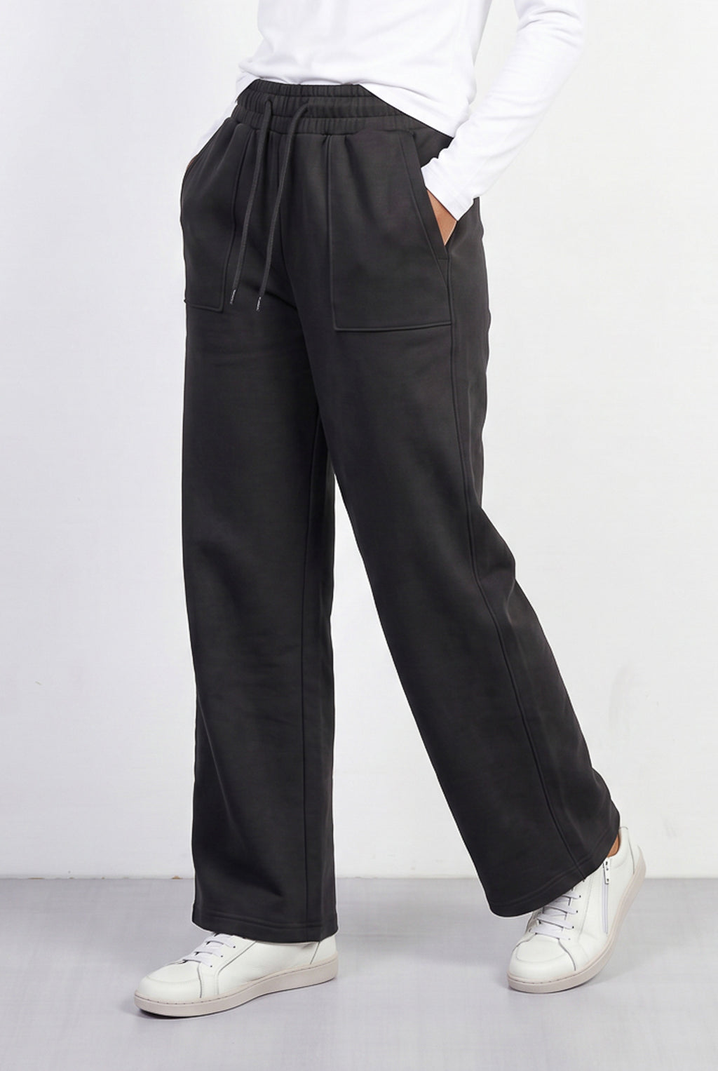 Calça moletom feminina reta com bolsos 61373