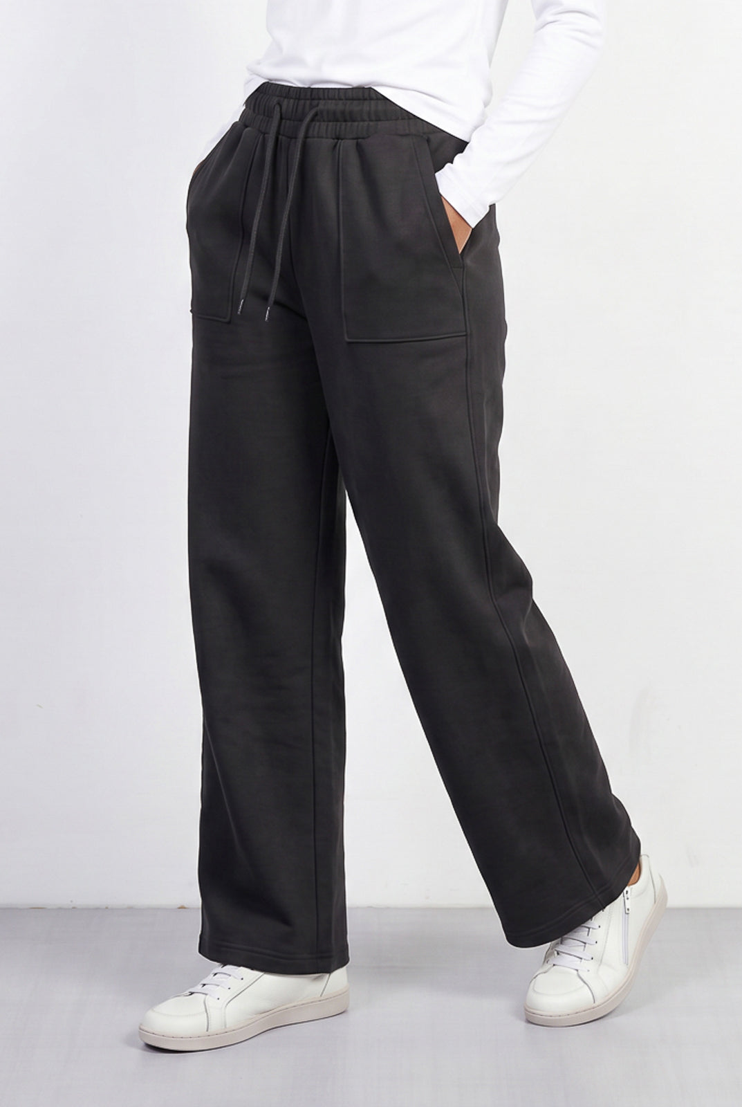 Calça moletom feminina reta com bolsos 61373