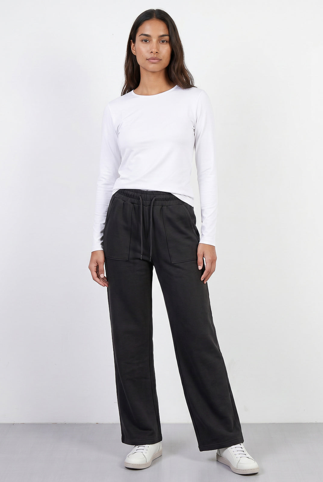 Calça moletom feminina reta com bolsos 61373