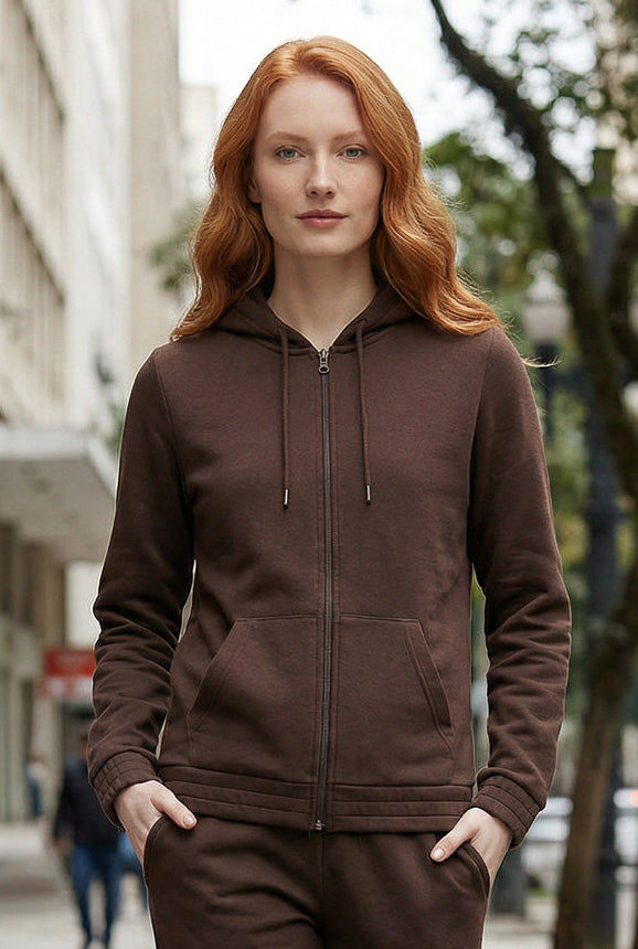 Jaqueta feminina moletom com capuz 61377