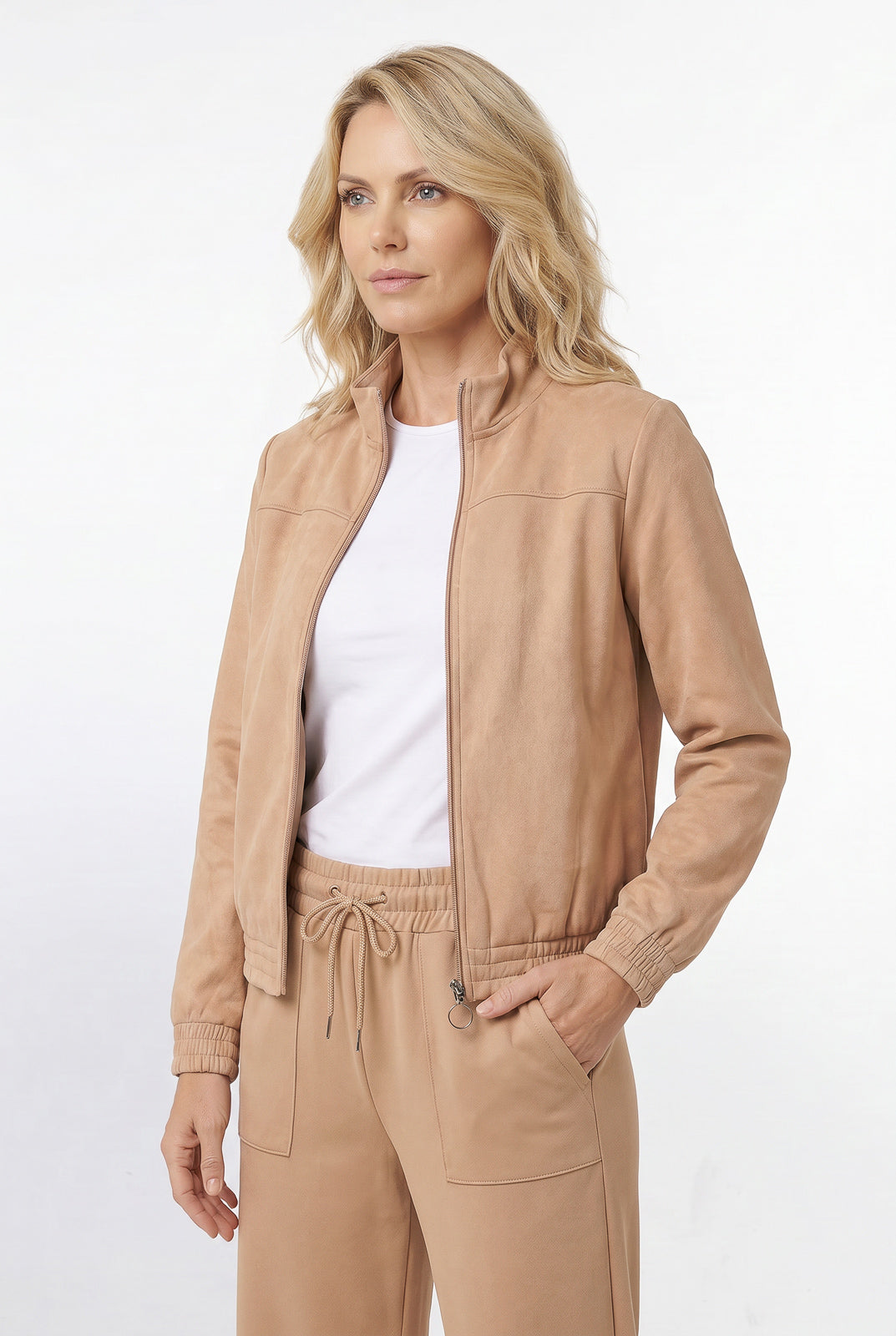 Jaqueta feminina básica moletom forrada 61379