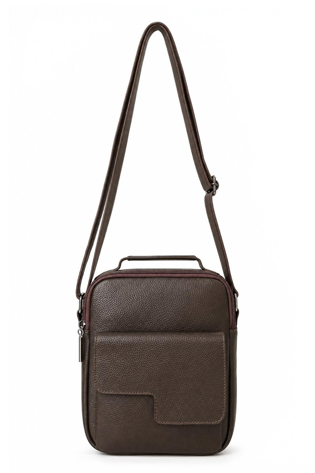 Bolsa tiracolo masculina em couro Diego na cor café — Enluaze