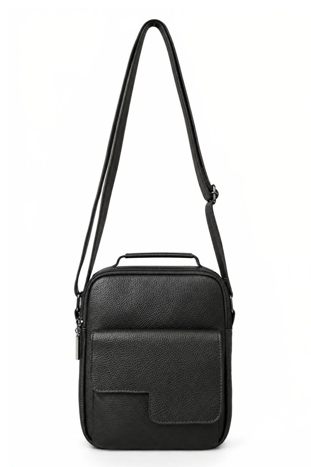 Bolsa tiracolo masculina em couro Diego — Preto