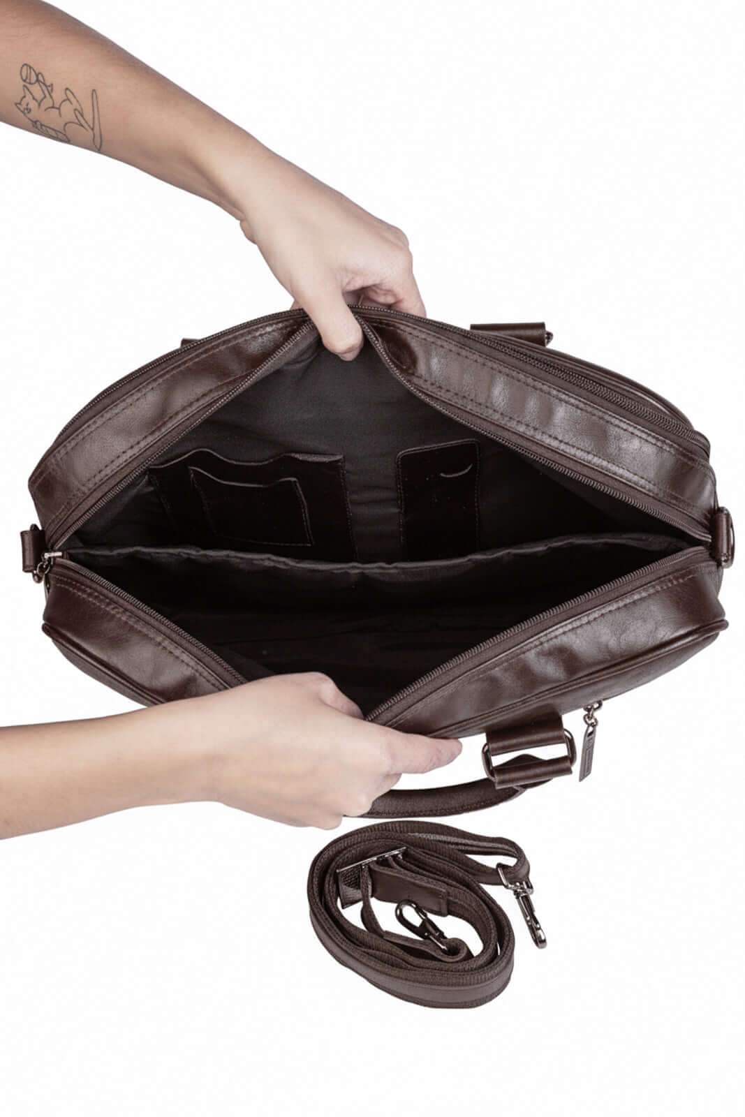 Pasta executiva de couro italiano grande Henrique - Enluaze