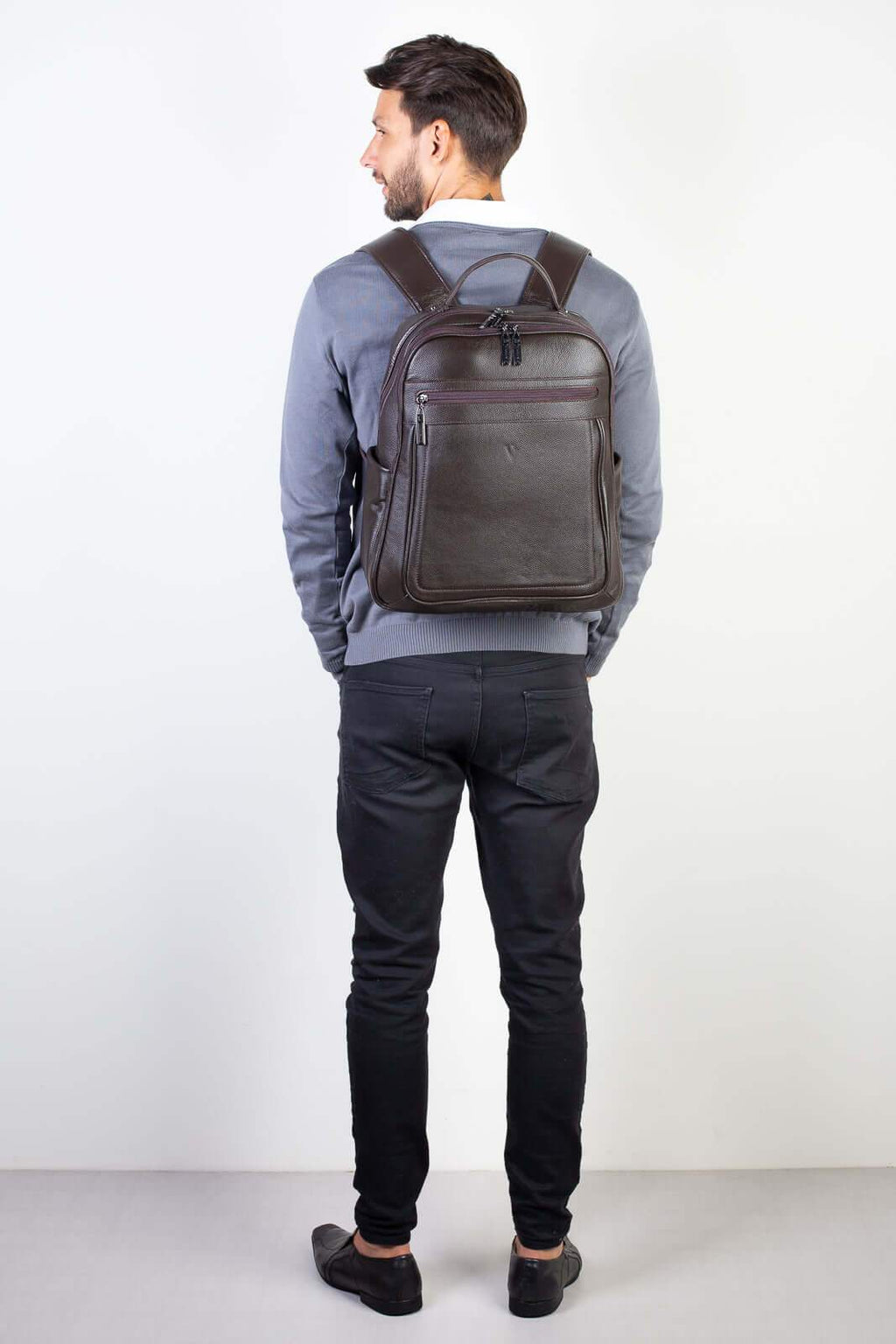 Mochila masculina de couro floater Daniel - Enluaze