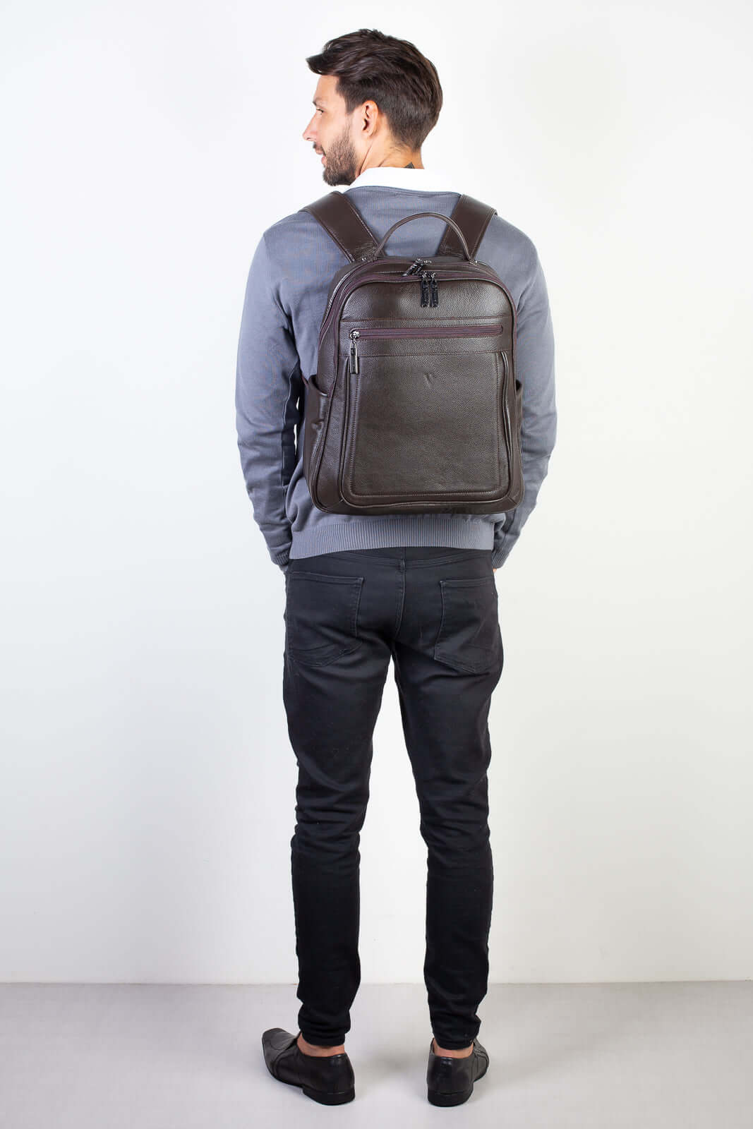 Mochila masculina de couro floater Daniel - Enluaze