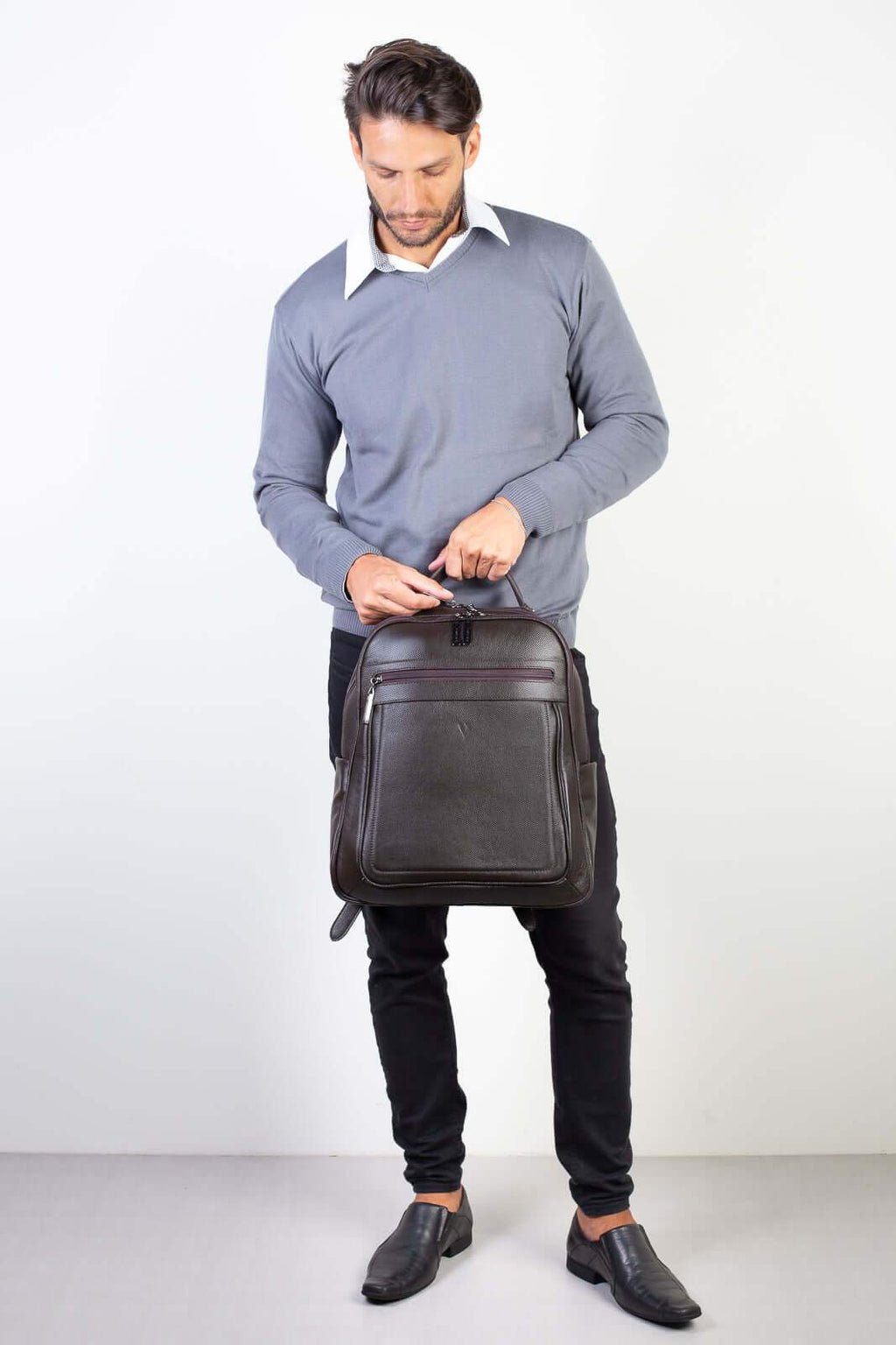 Mochila masculina de couro floater Daniel - Enluaze