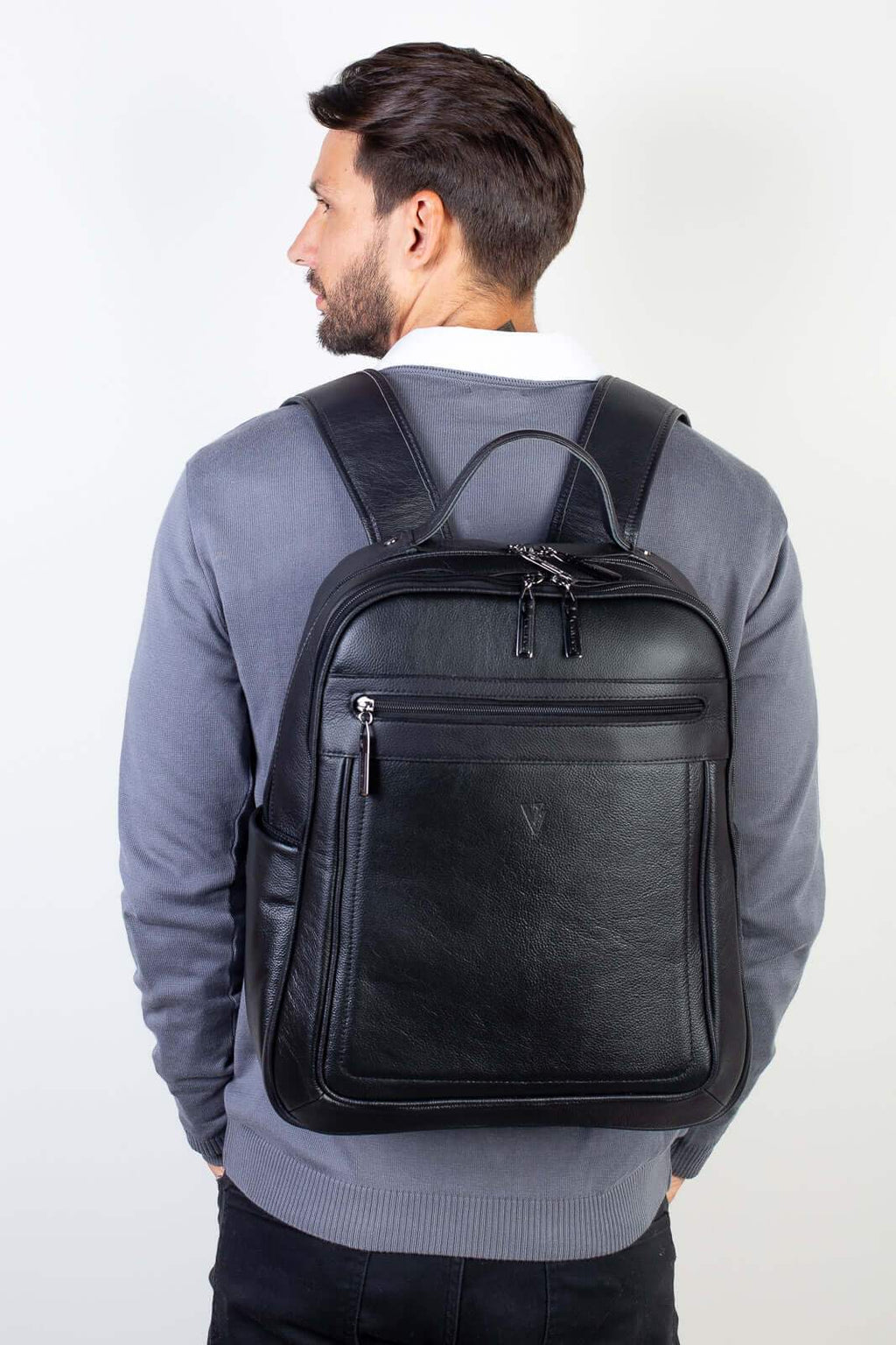 Mochila masculina de couro floater Daniel - Enluaze