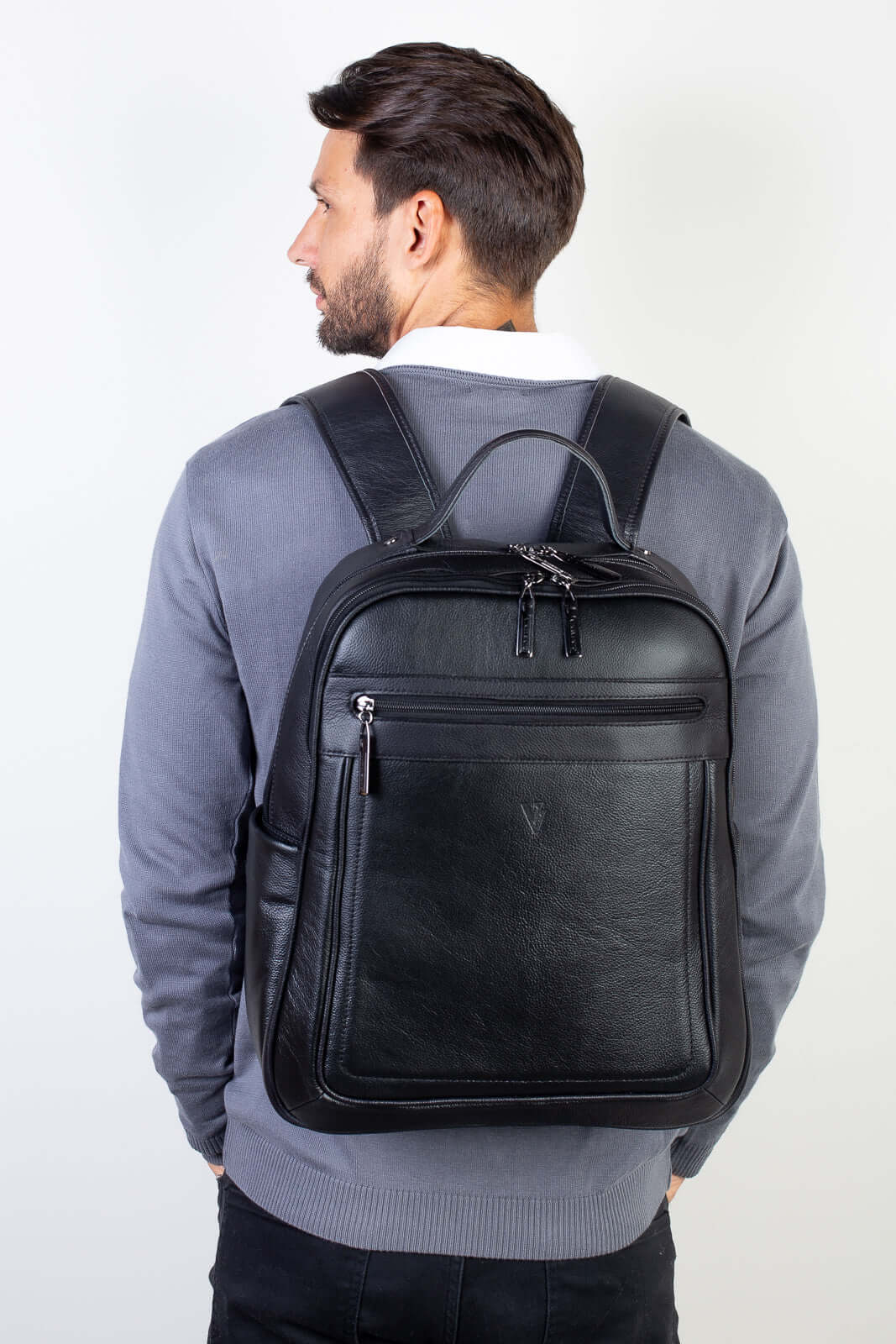 Mochila masculina de couro floater Daniel - Enluaze