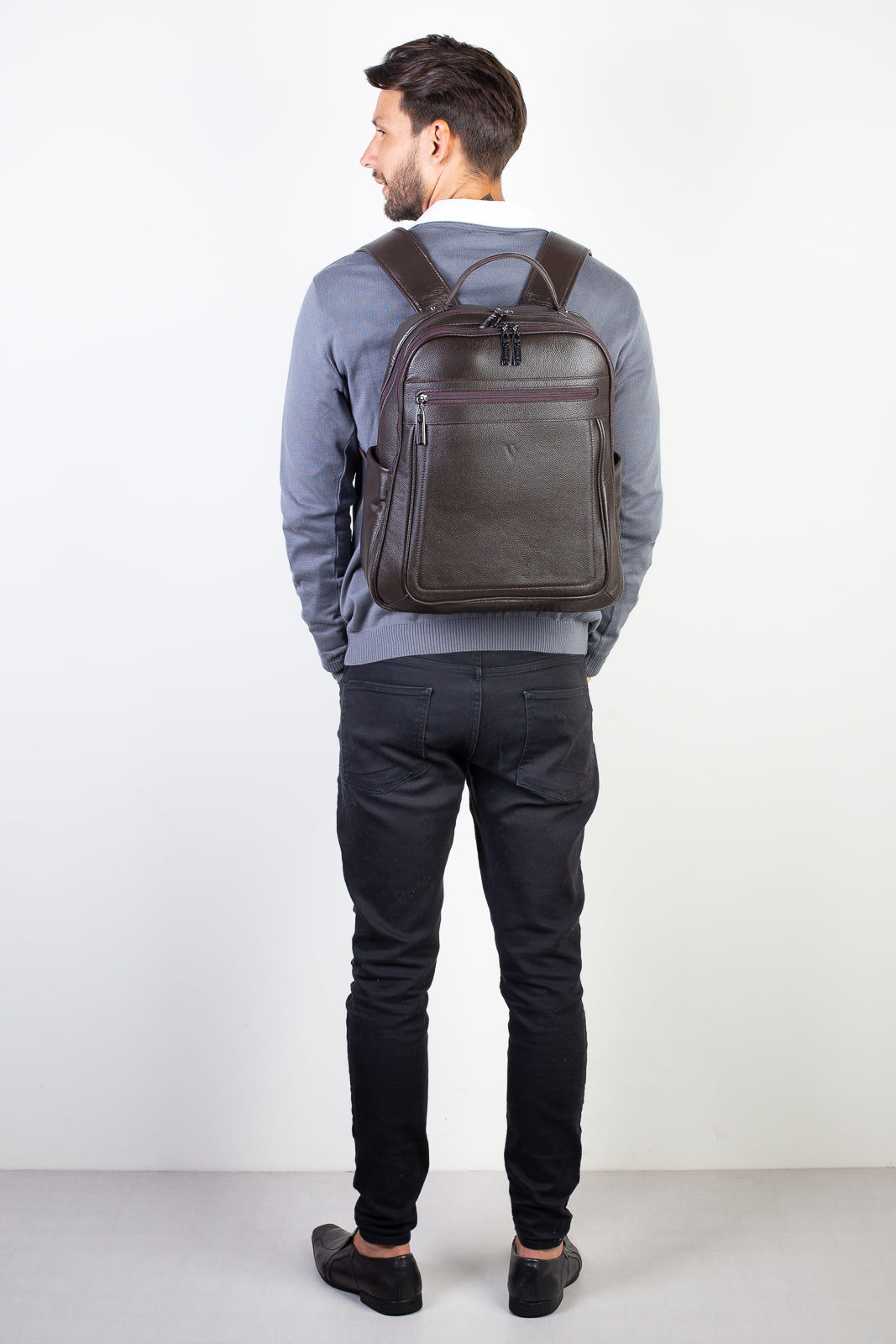Mochila masculina de couro floater Daniel