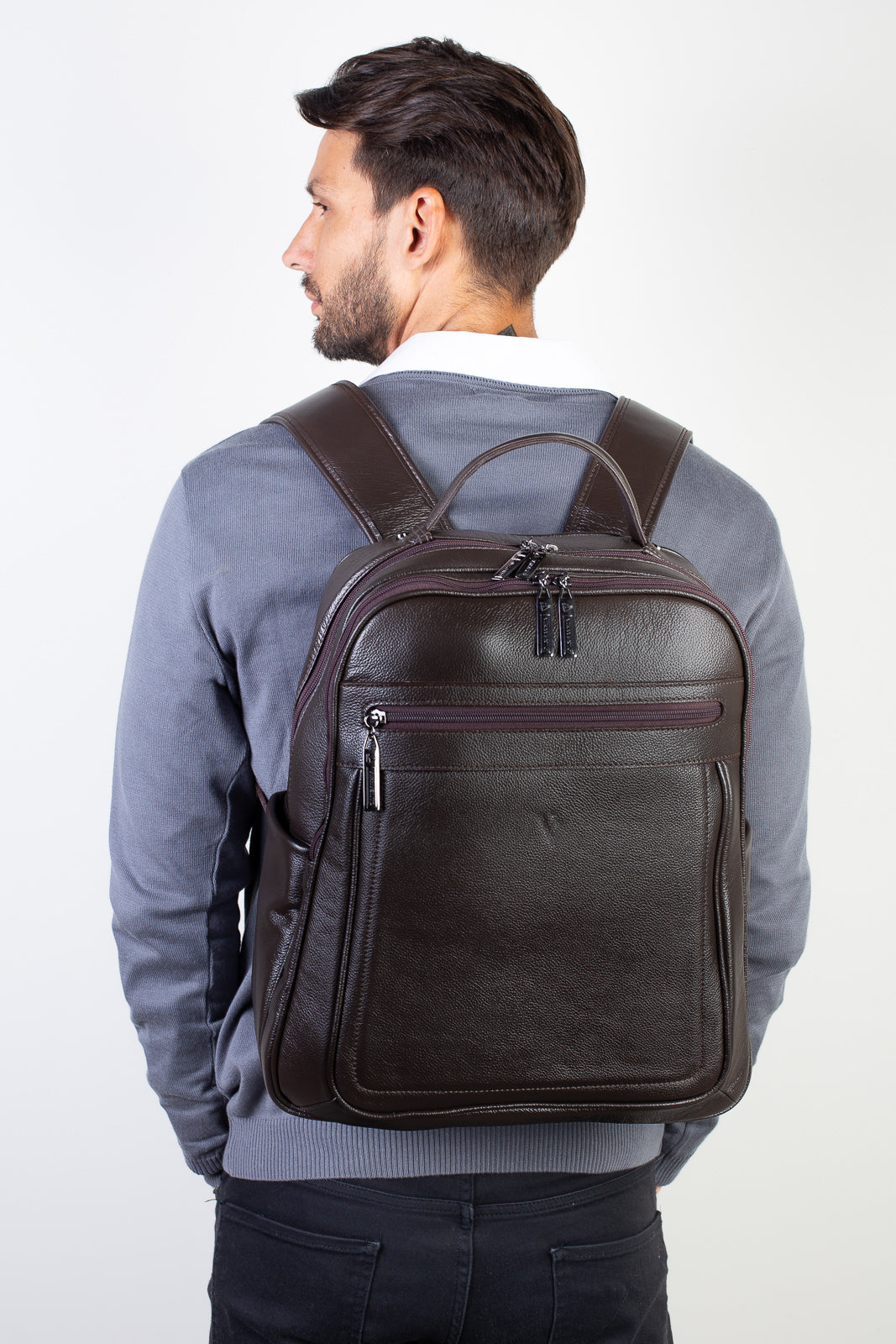 Mochila masculina de couro floater Daniel