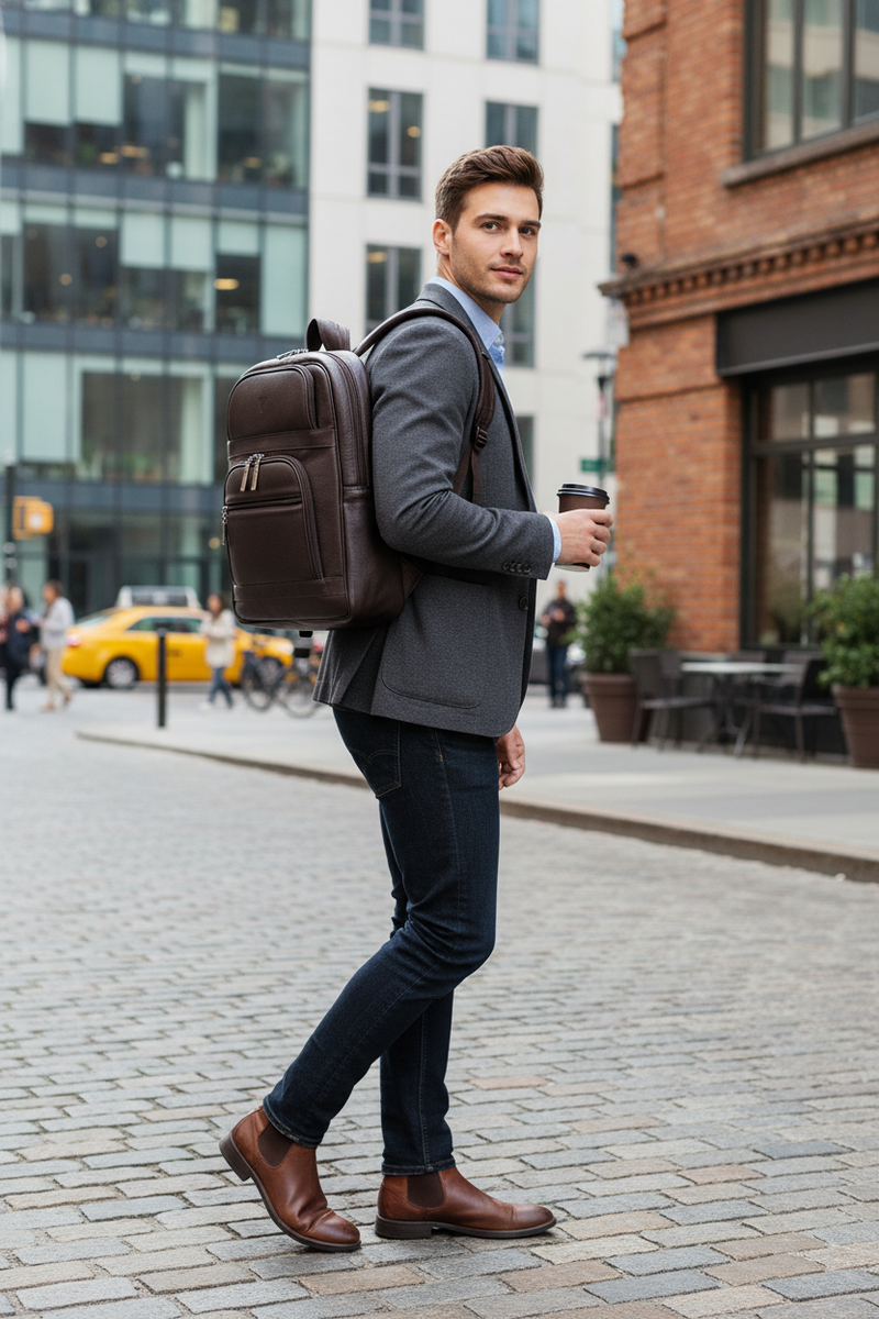Mochila grande masculina couro floater para notebook Guilherme