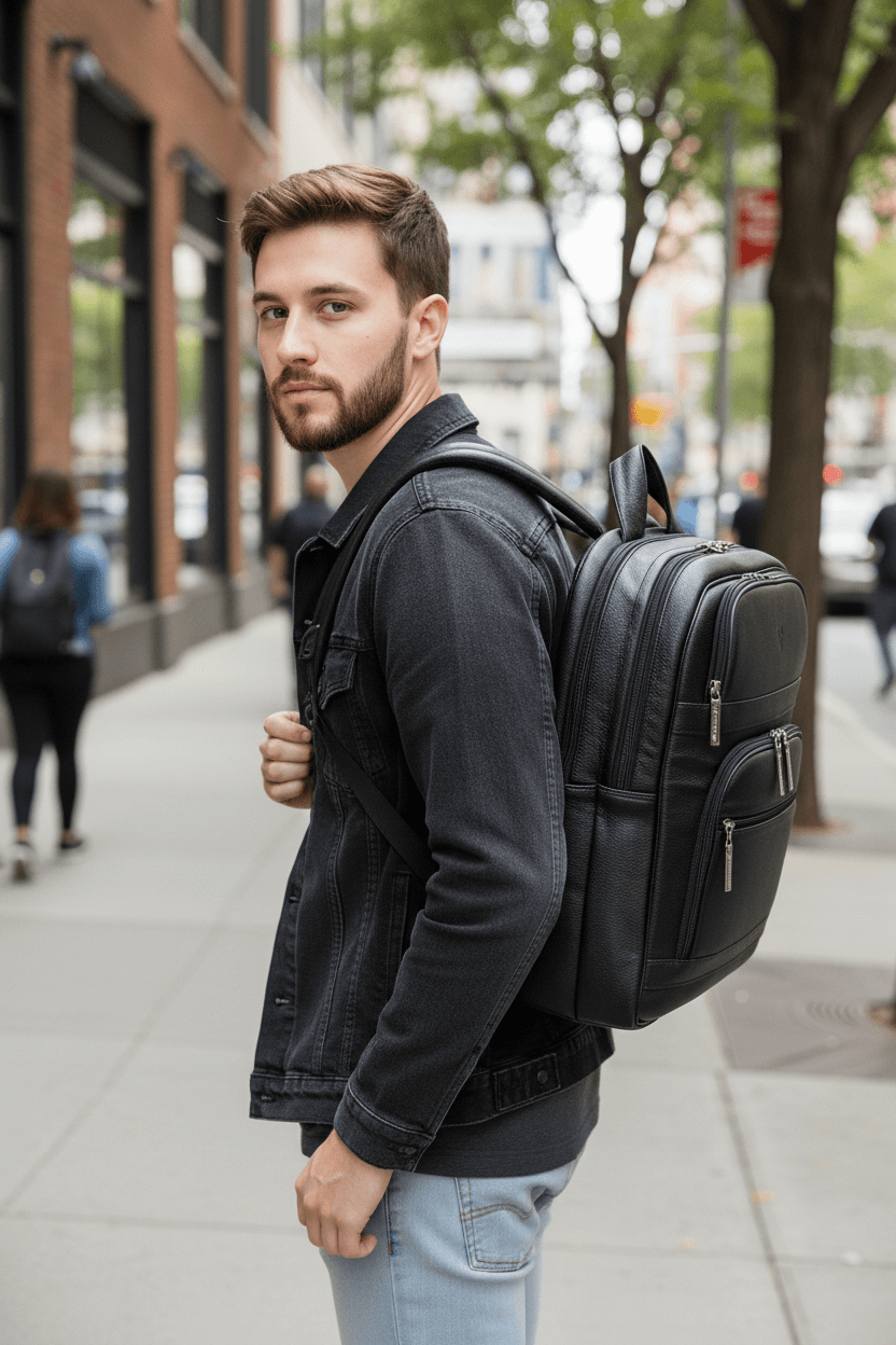 Mochila grande masculina couro floater para notebook Guilherme - Enluaze