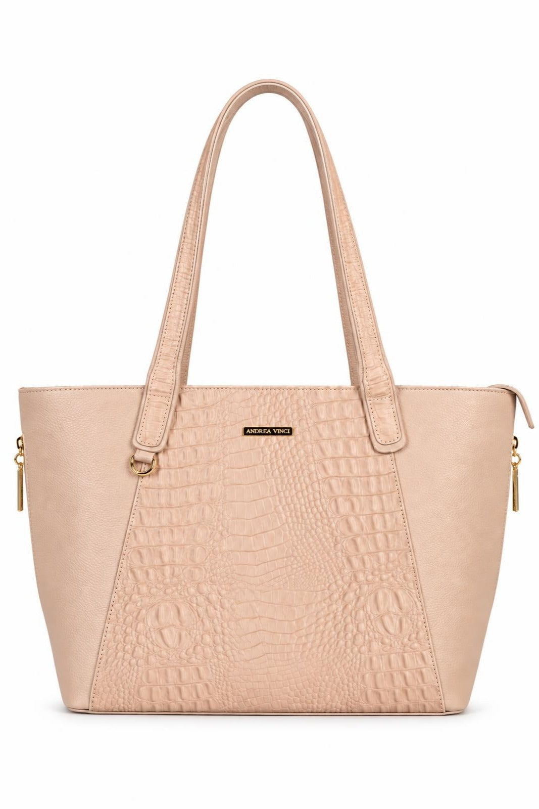 Bolsa feminina de couro croco Audrey — Bege