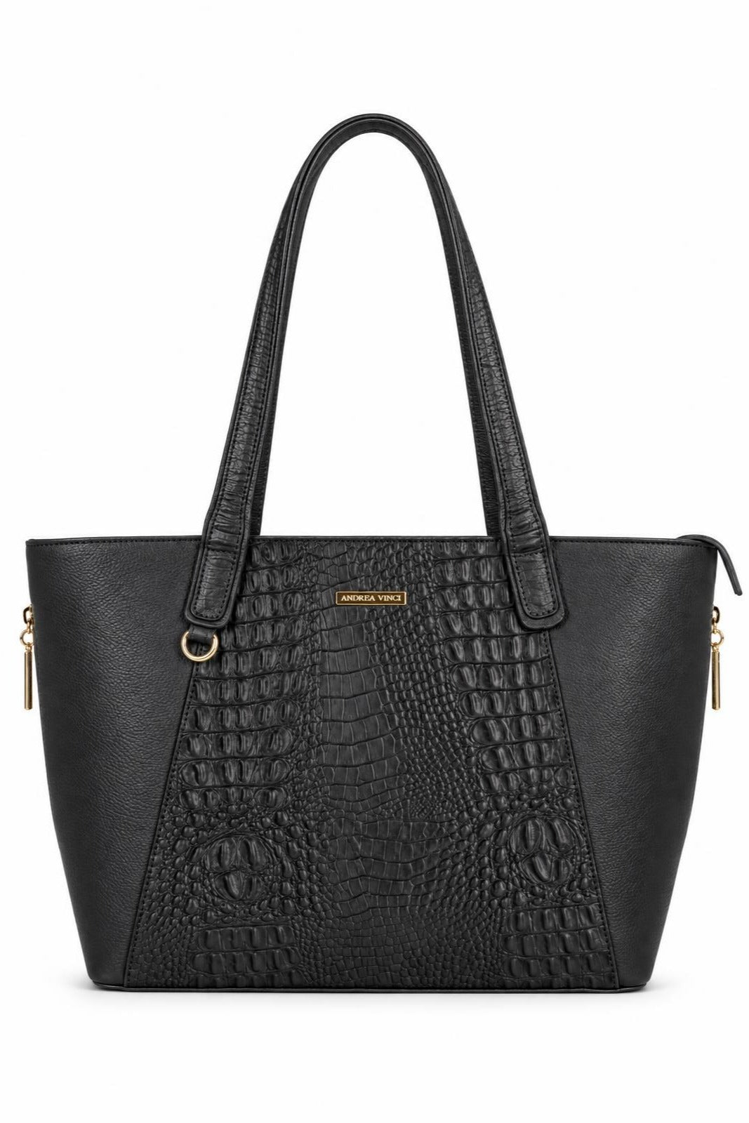 Bolsa feminina de couro croco Audrey — Preto