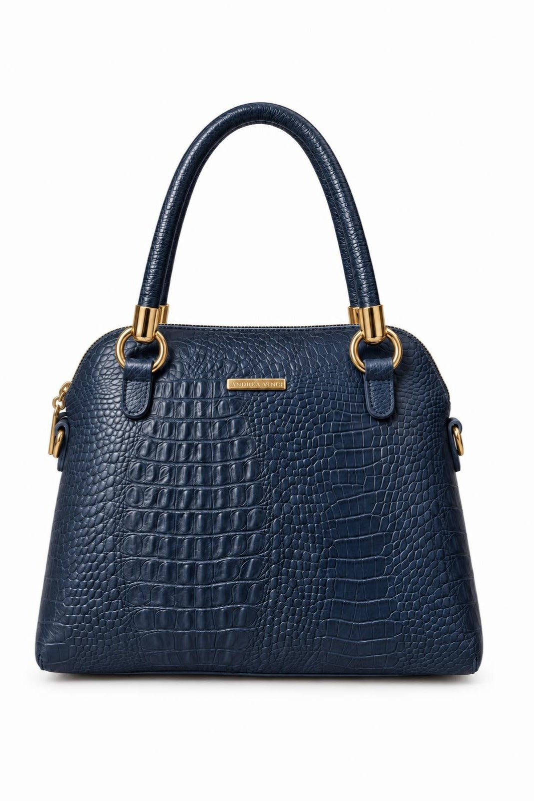 Bolsa baú de couro croco Donna — Azul