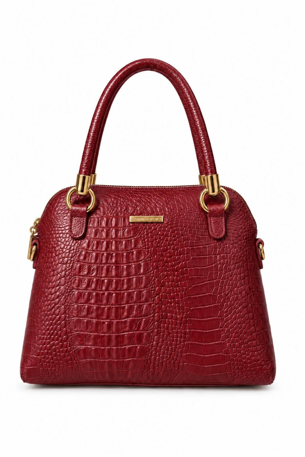 Bolsa baú de couro croco Donna — Vermelho