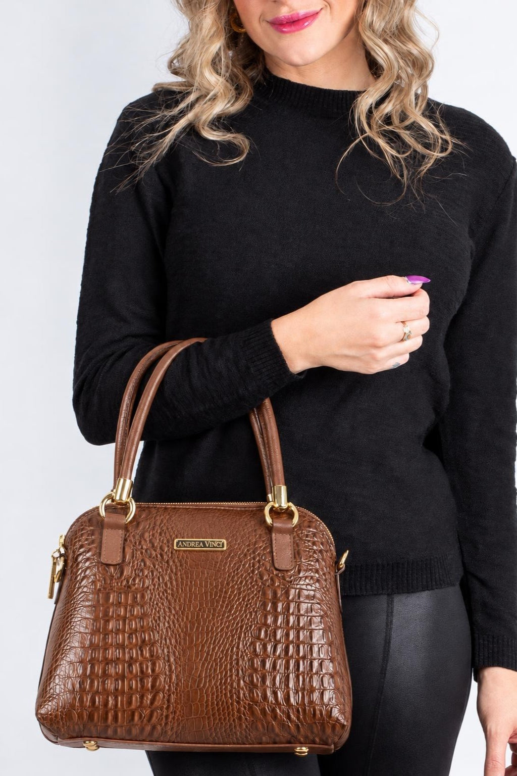 Bolsa baú de couro croco Donna — Whisky