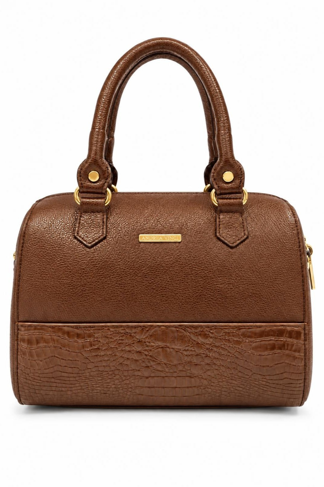 Bolsa baú de mão em couro liso Sthefani — Whisky