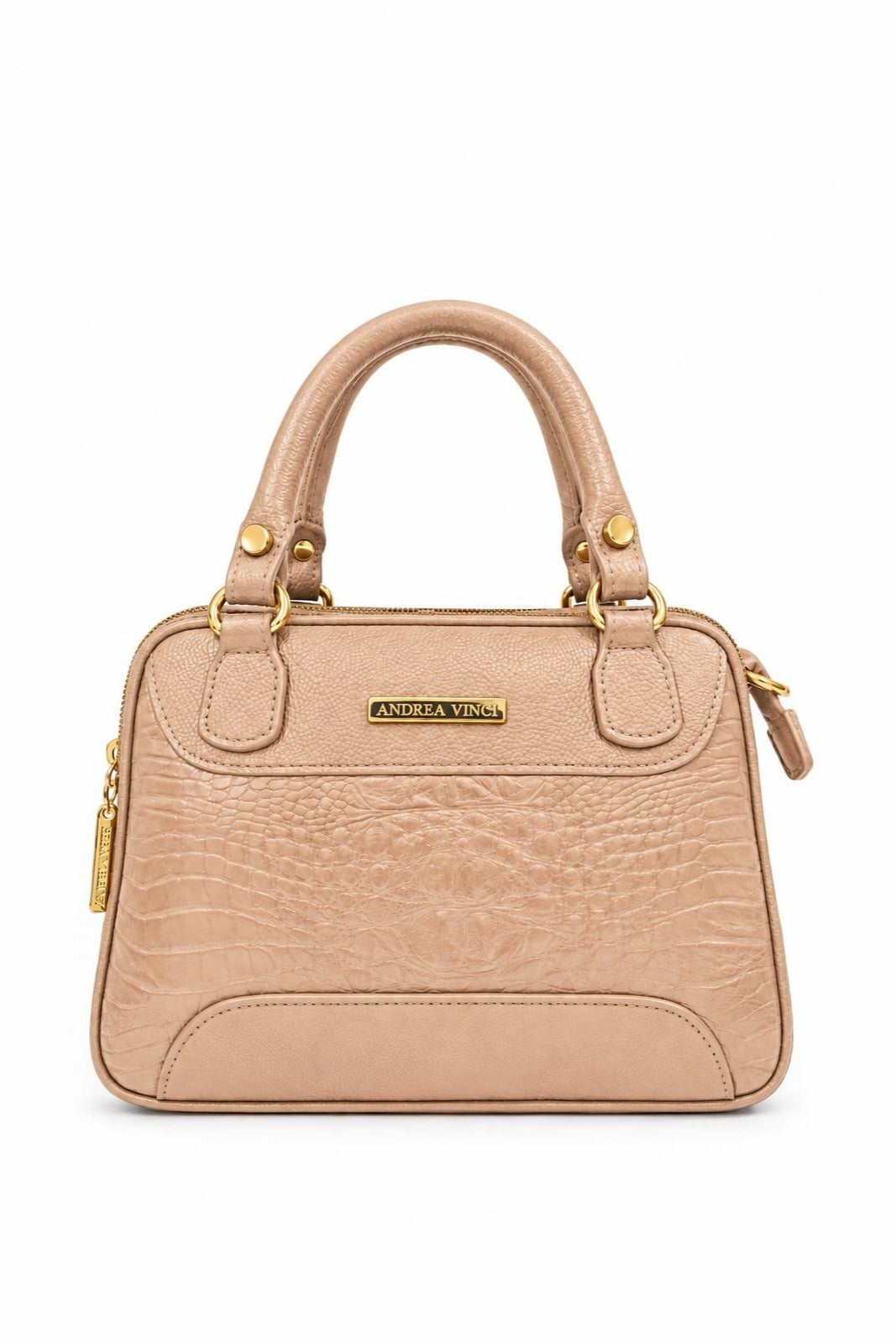 Bolsa pequena de couro croco Olívia — Bege