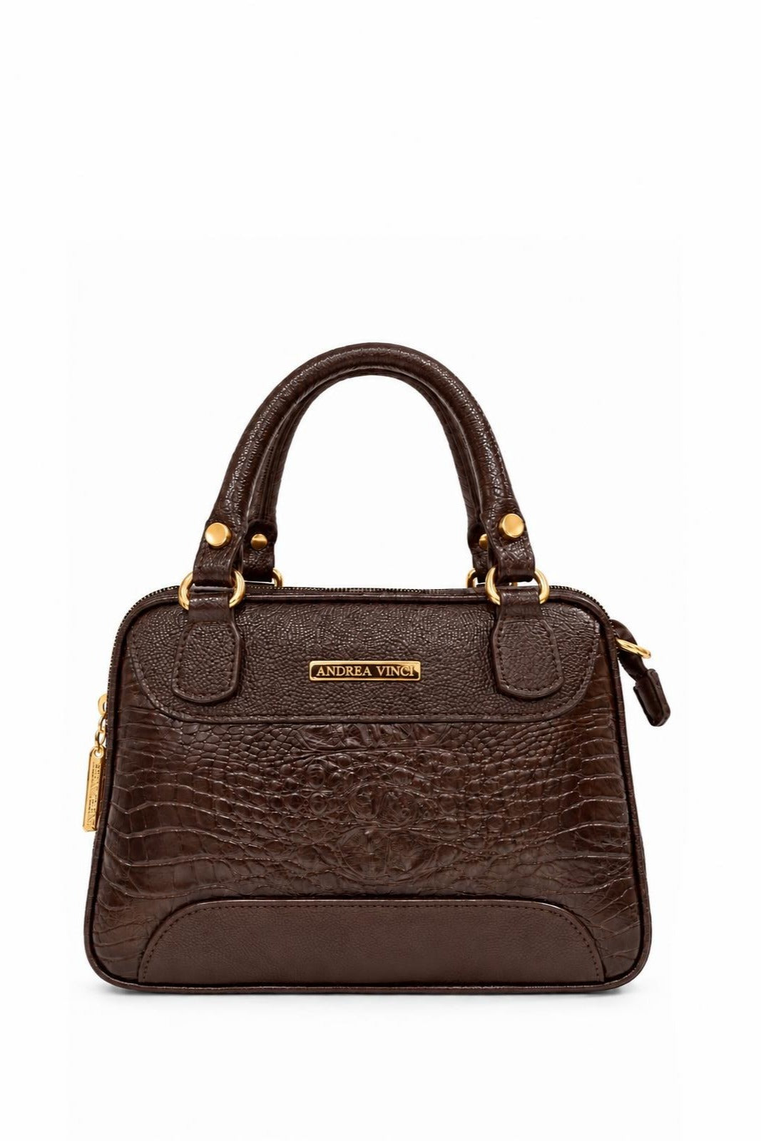 Bolsa pequena de couro croco Olívia — Café