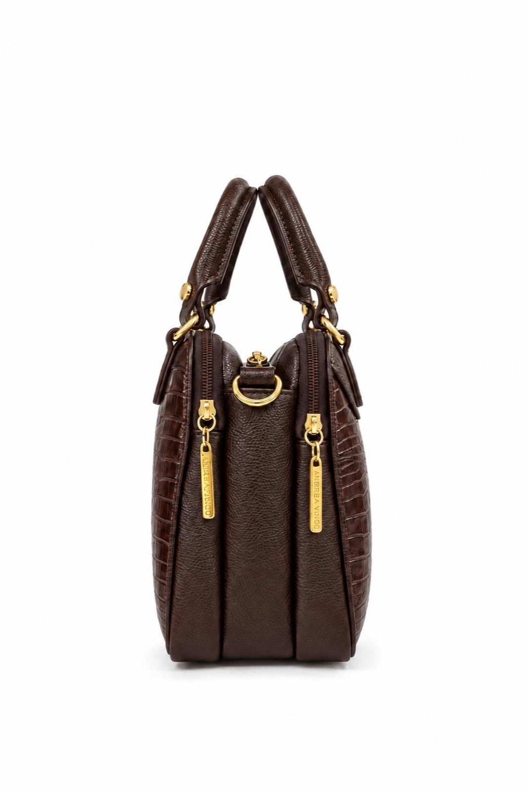 Bolsa pequena de couro croco Olívia — Café