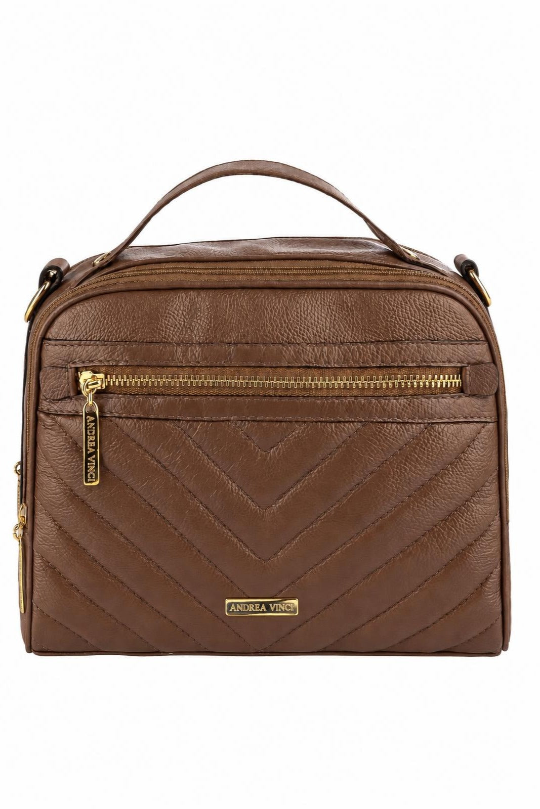 Bolsa baú pequena de couro liso Lara — Whisky