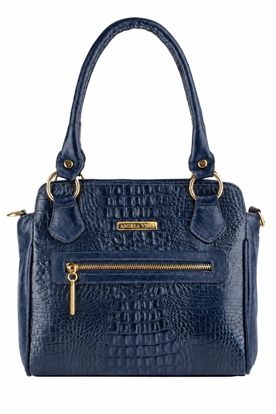 Bolsa de couro croco Amélia — Azul