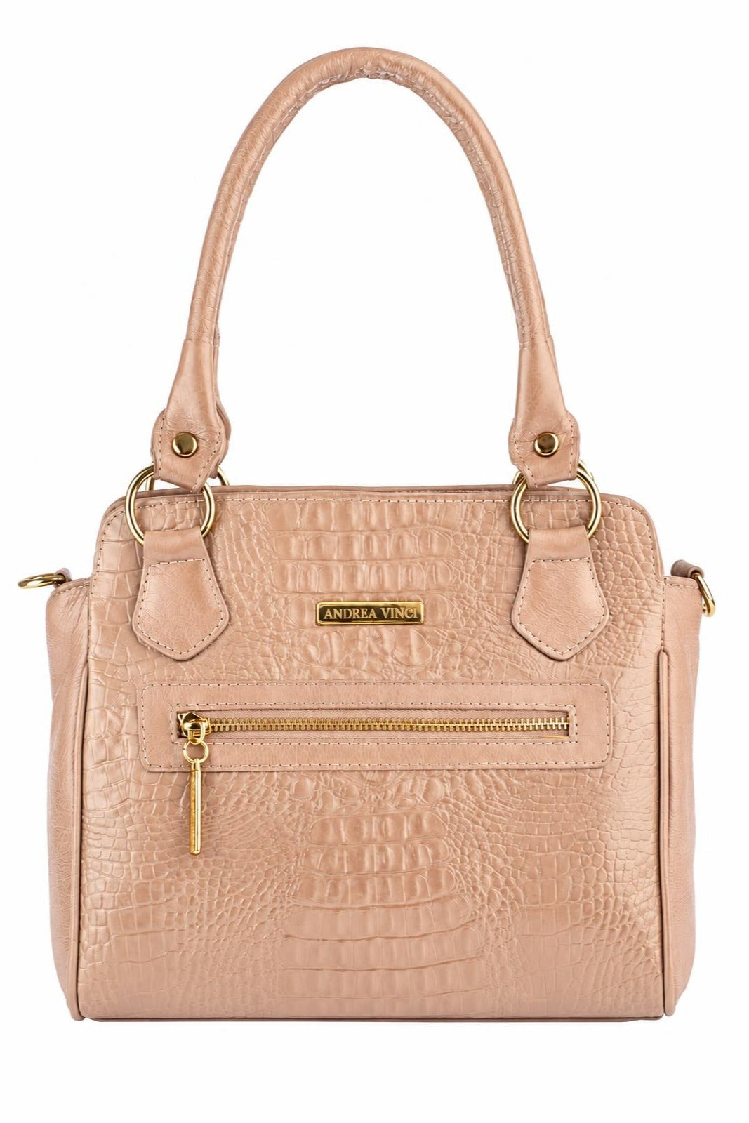 Bolsa de couro croco Amélia — Bege