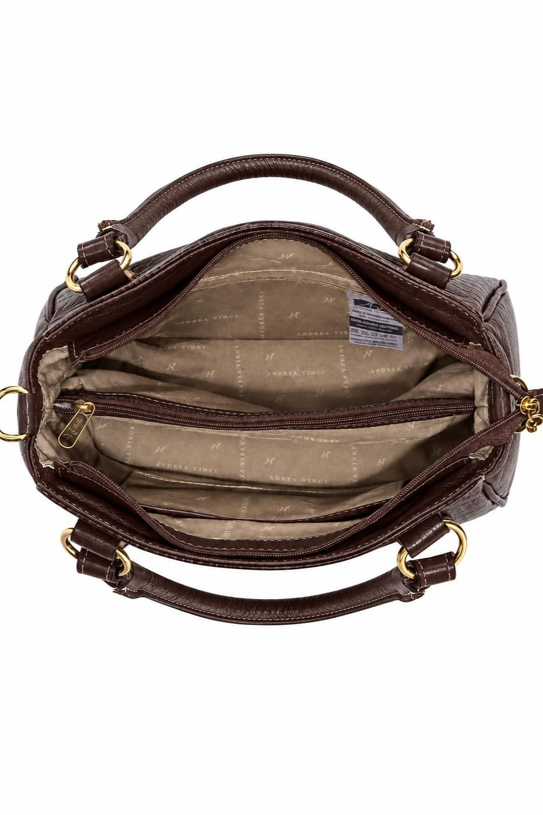 Bolsa de couro croco Amélia — Café