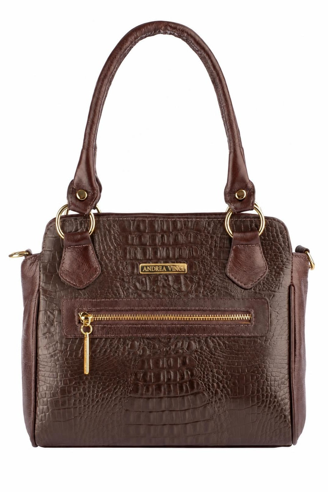Bolsa de couro croco Amélia — Café