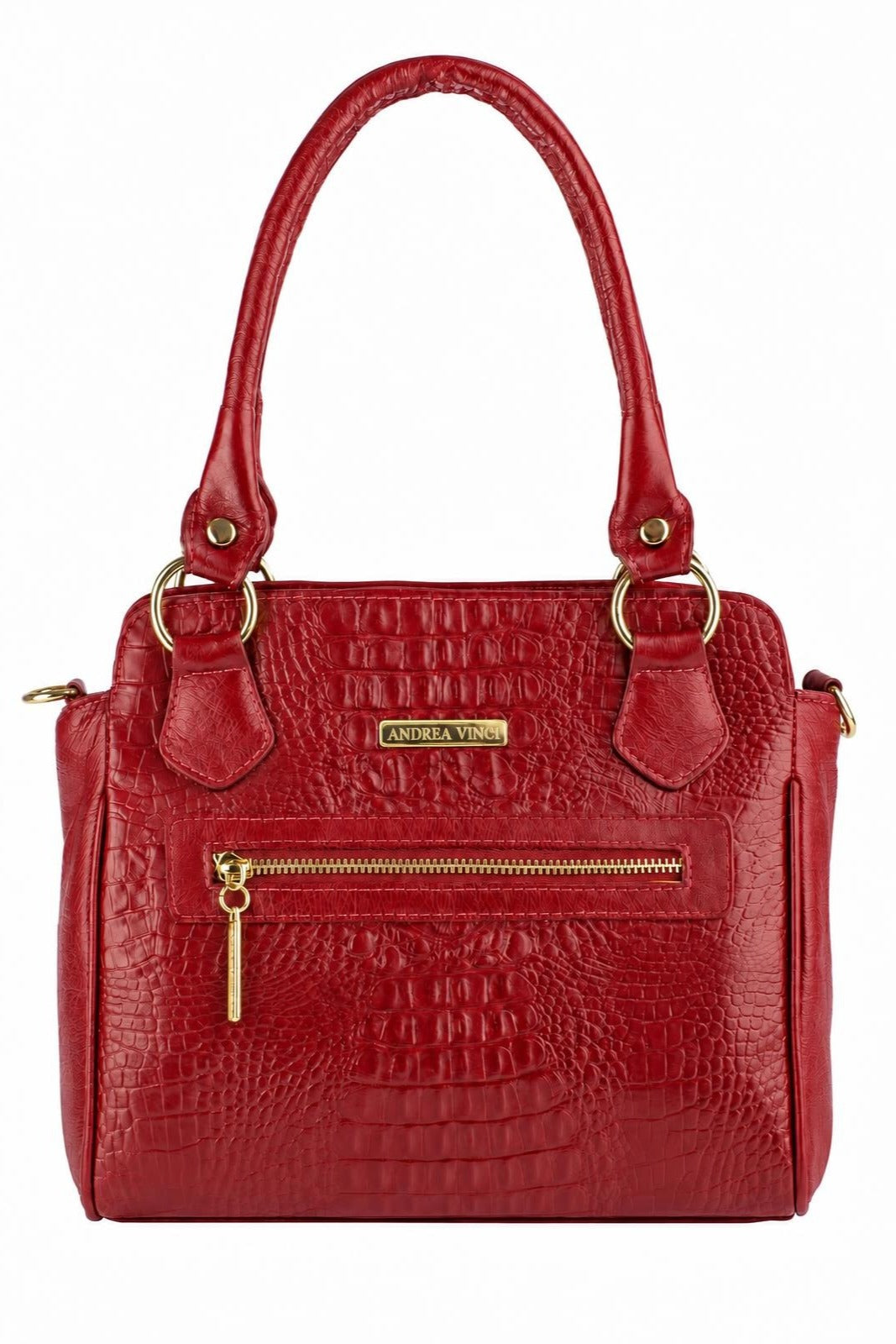 Bolsa de couro croco Amélia — Vermelho