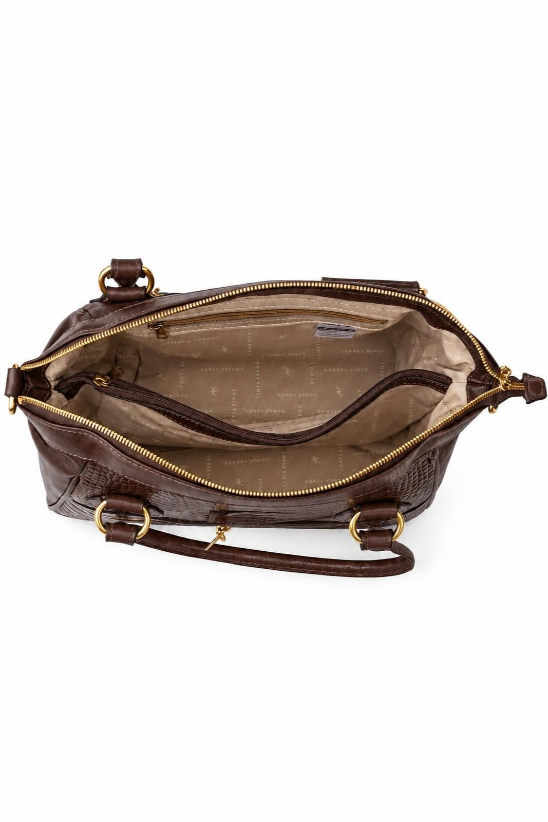 Bolsa de couro croco Luana — Café