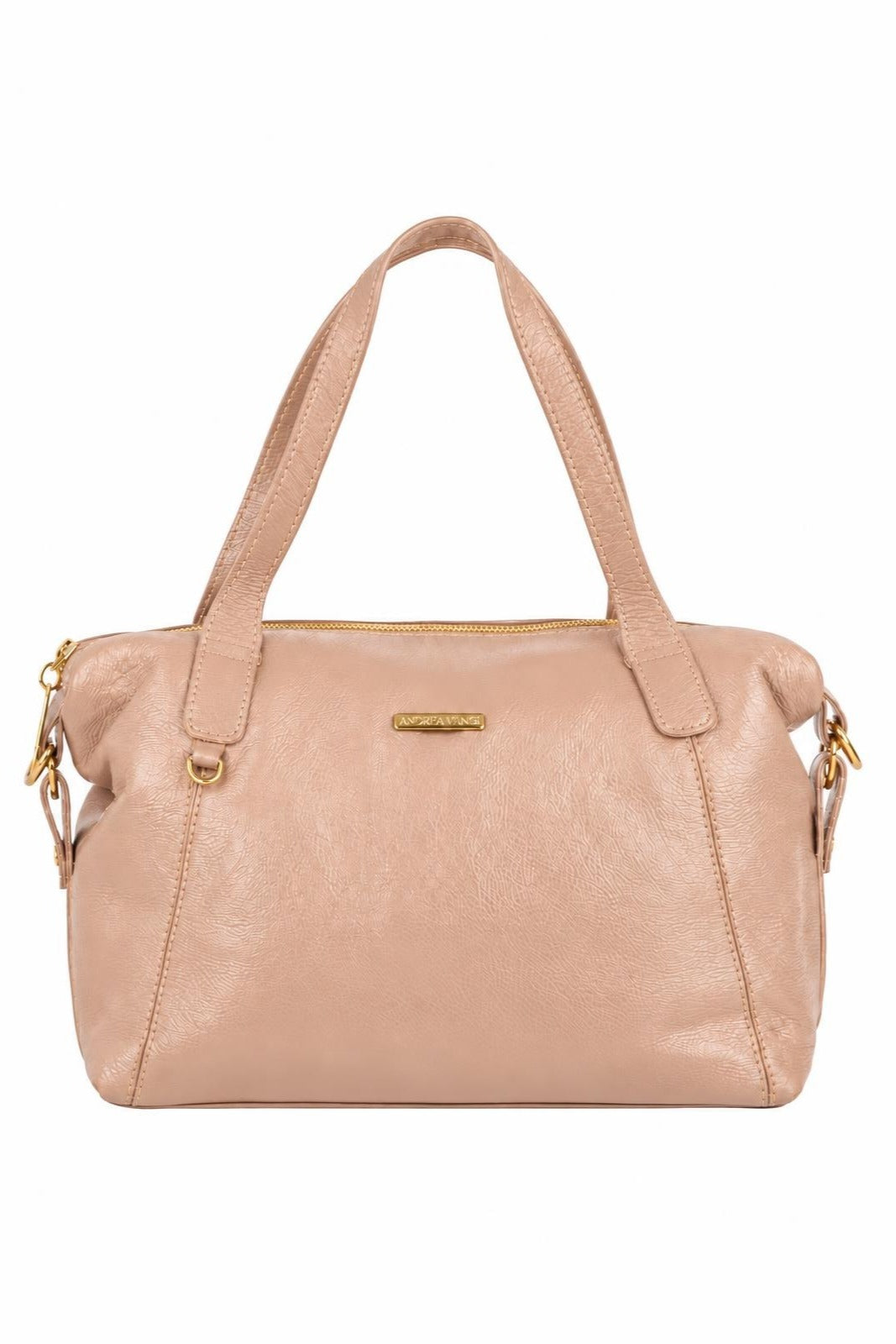 Bolsa de couro liso grande Aurora — Bege