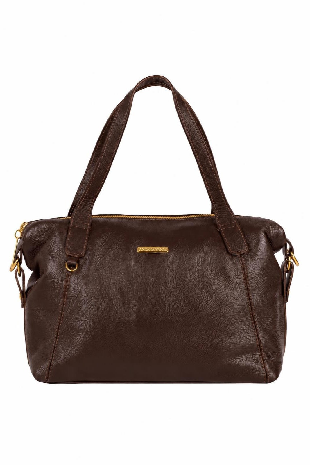 Bolsa de couro liso grande Aurora — Café
