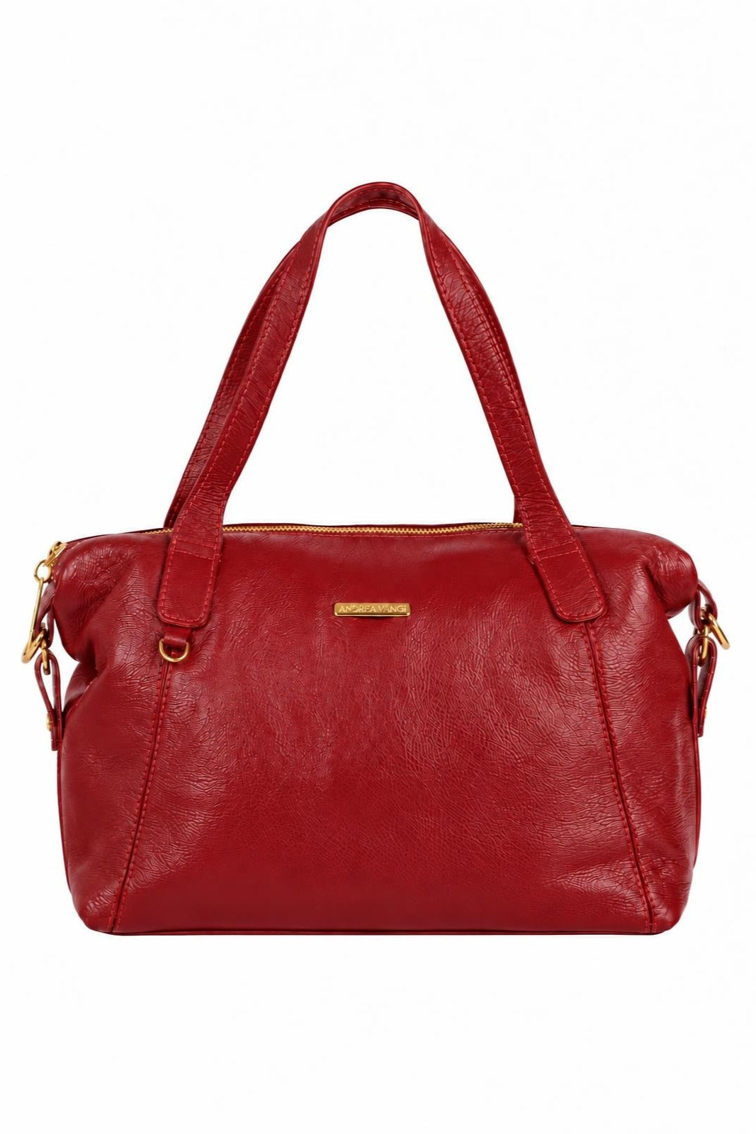 Bolsa de couro liso grande Aurora — Vermelho
