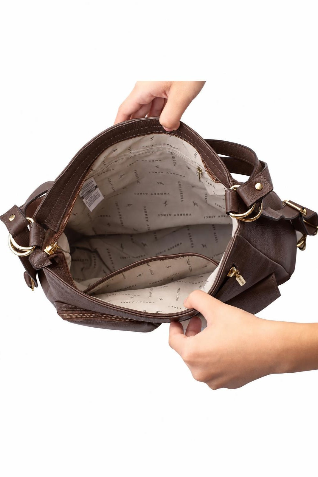 Bolsa mochila de couro liso Érica — Café
