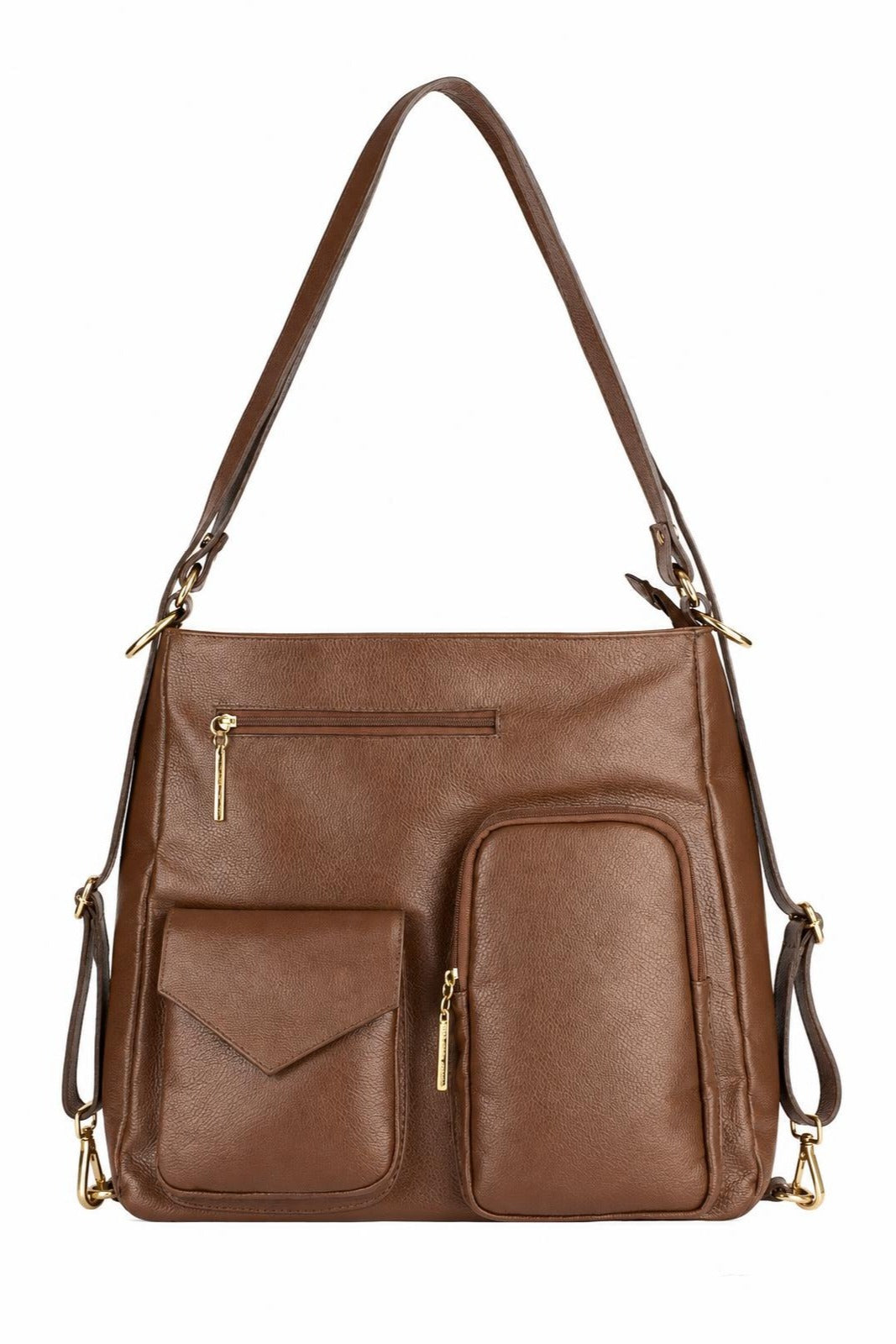 Bolsa mochila de couro liso Érica — Whisky