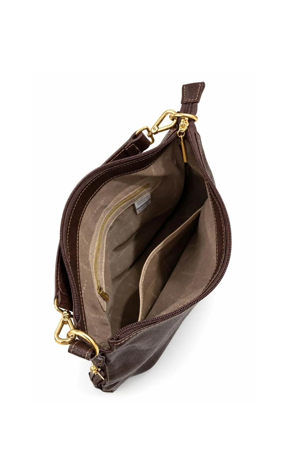 Bolsa mochila saco em couro liso Charlene — Café