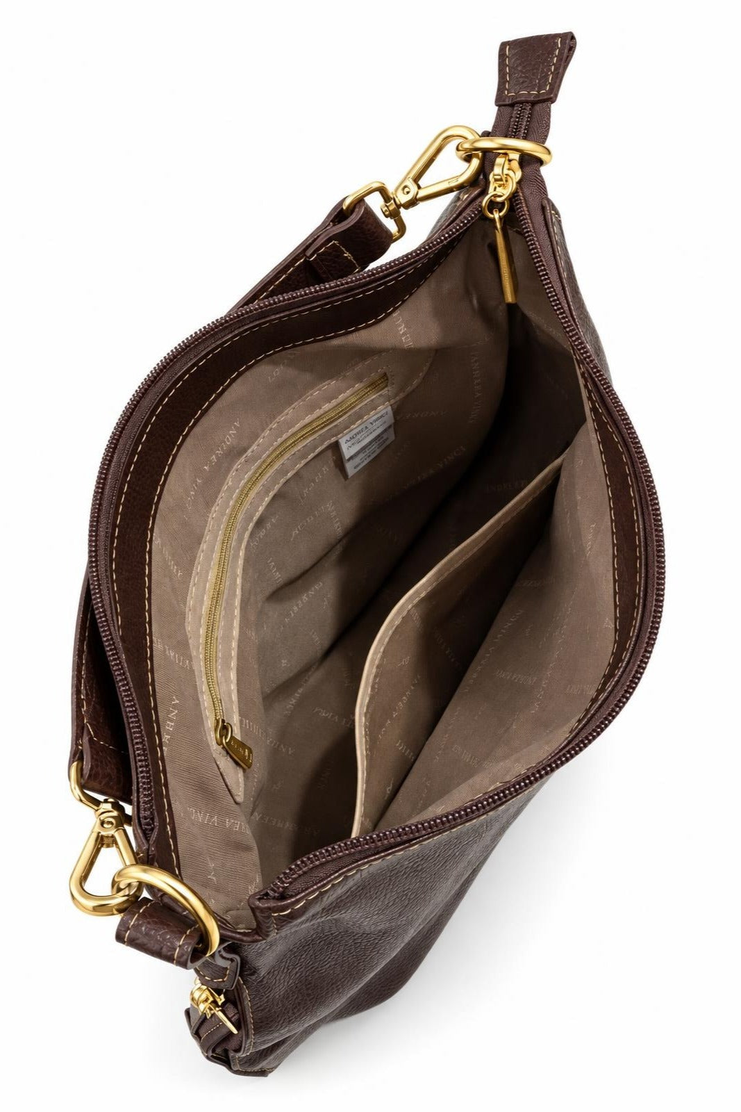Bolsa mochila saco em couro liso Charlene — Café