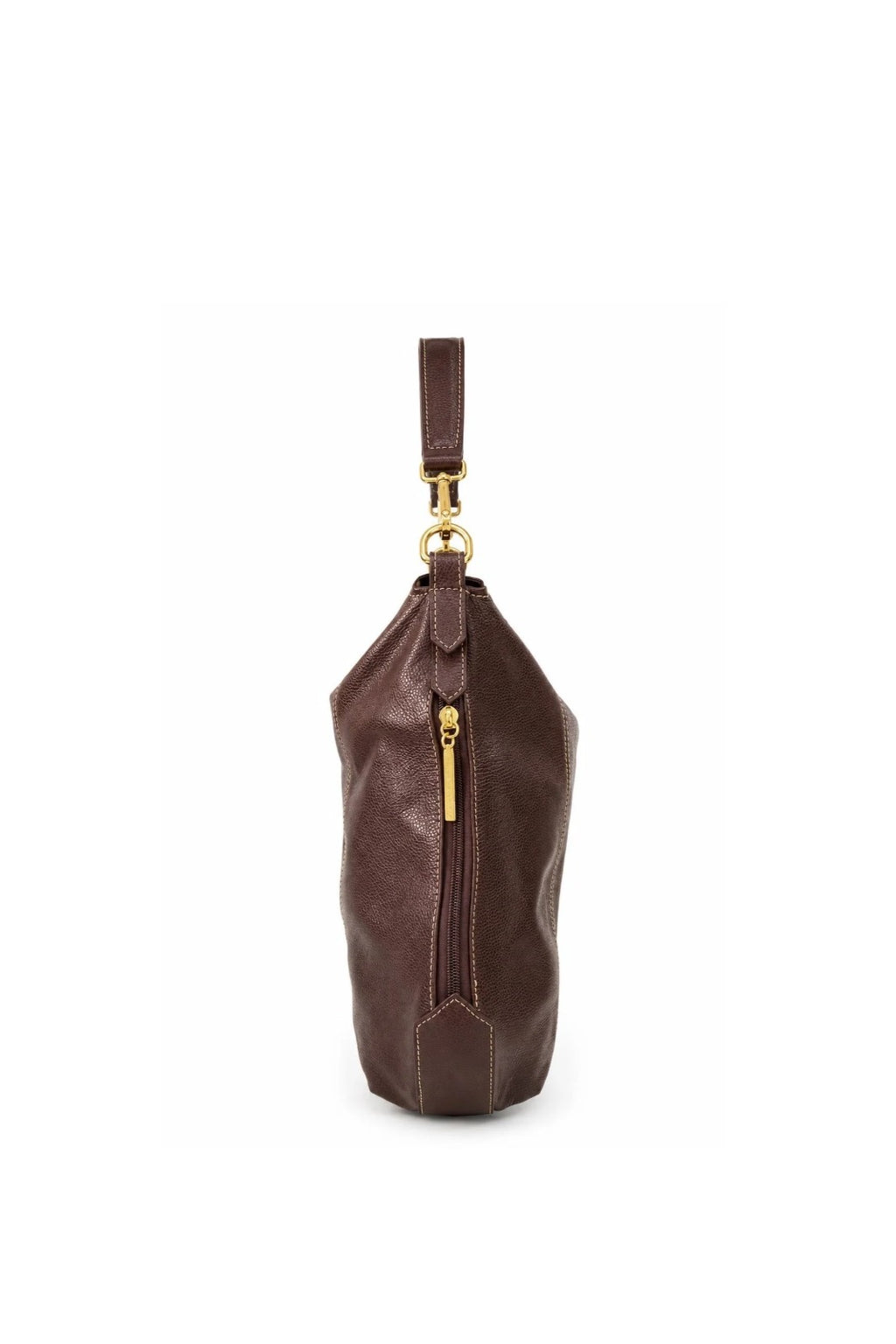 Bolsa mochila saco em couro liso Charlene — Café