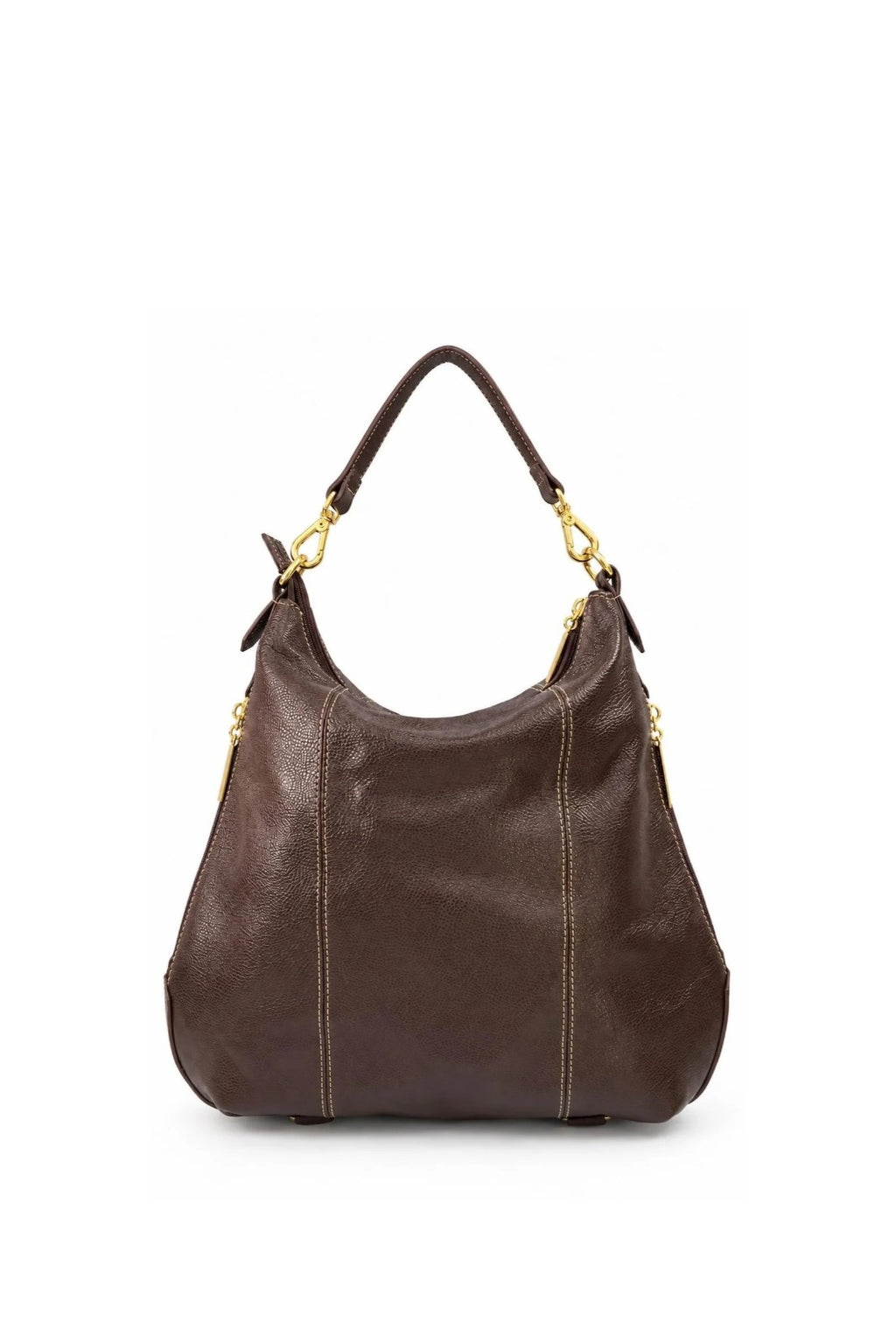 Bolsa mochila saco em couro liso Charlene — Café