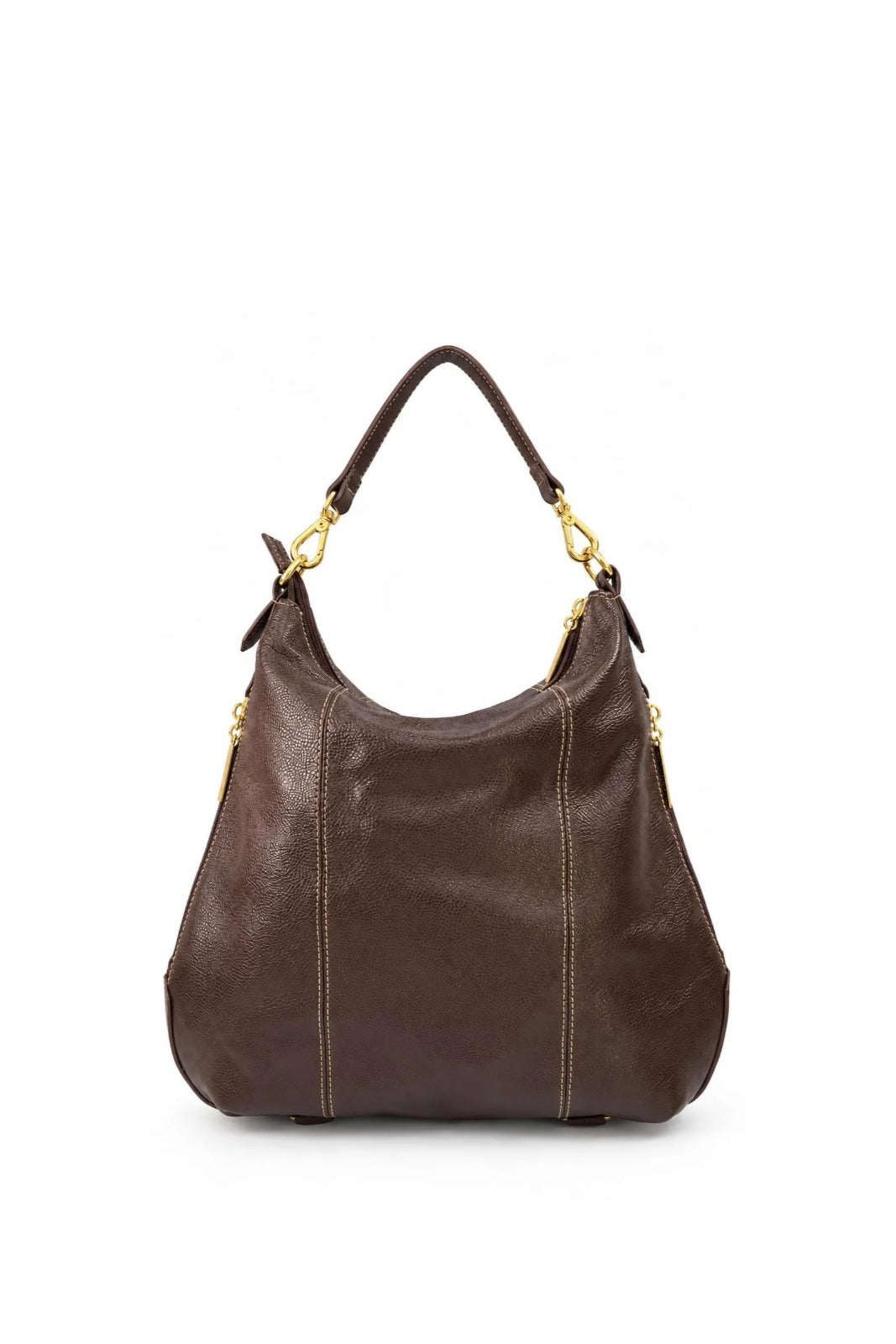 Bolsa mochila saco em couro liso Charlene — Café