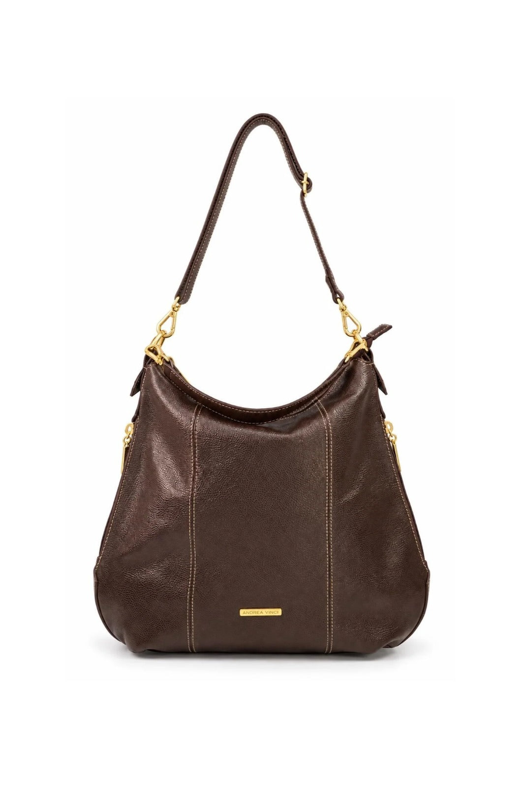 Bolsa mochila saco em couro liso Charlene — Café