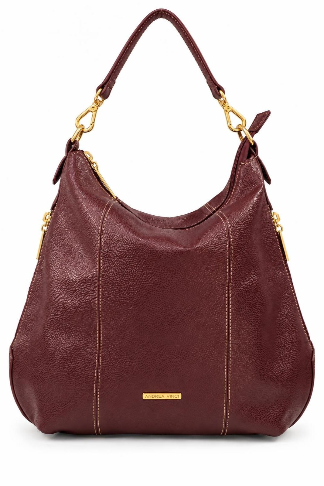 Bolsa mochila saco em couro liso Charlene — Marsala