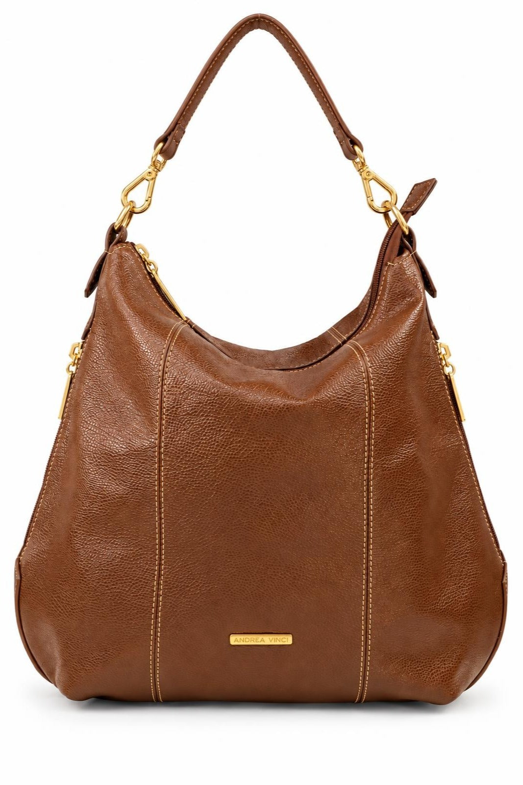 Bolsa mochila saco em couro liso Charlene — Whisky
