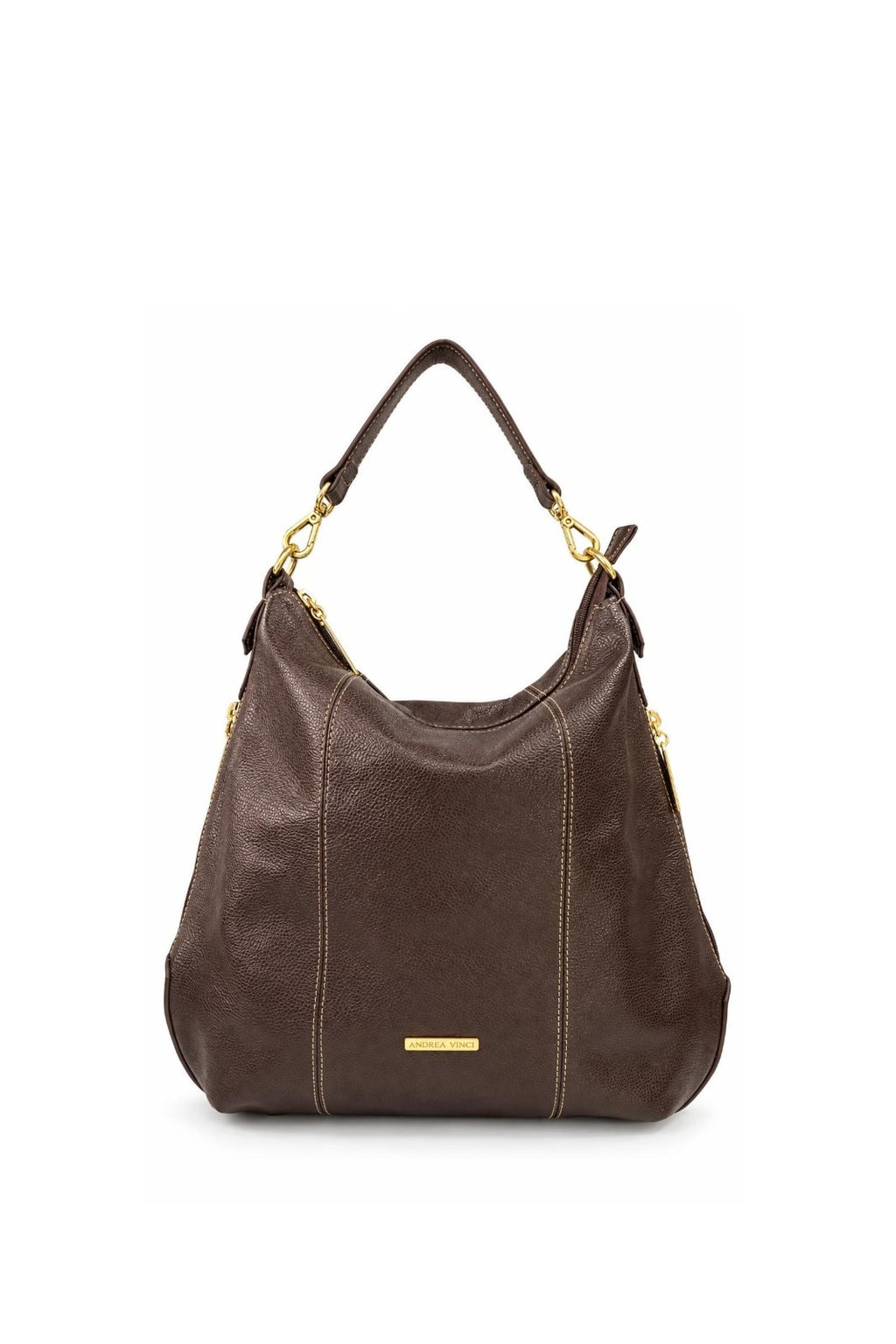 Bolsa mochila saco em couro liso Charlene — Café