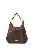 Bolsa mochila saco em couro liso Charlene — Café