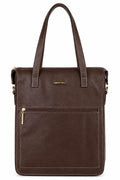 Bolsa/Pasta para notebook em couro liso Sandra — Café